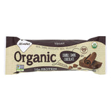 Barre NuGO chocolat noir double, source de protéines végétales et snack pratique en déplacement