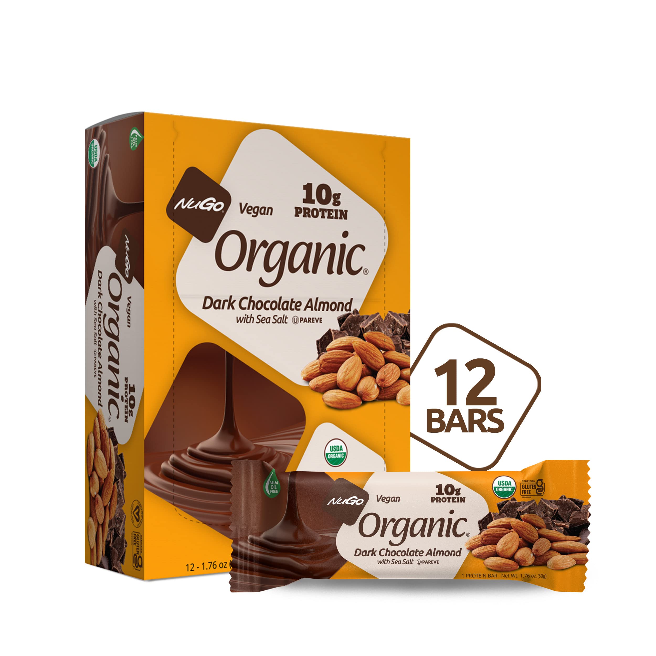 Barre NuGo Bio chocolat noir enrobée, expérience fondante pour une pause gourmande.