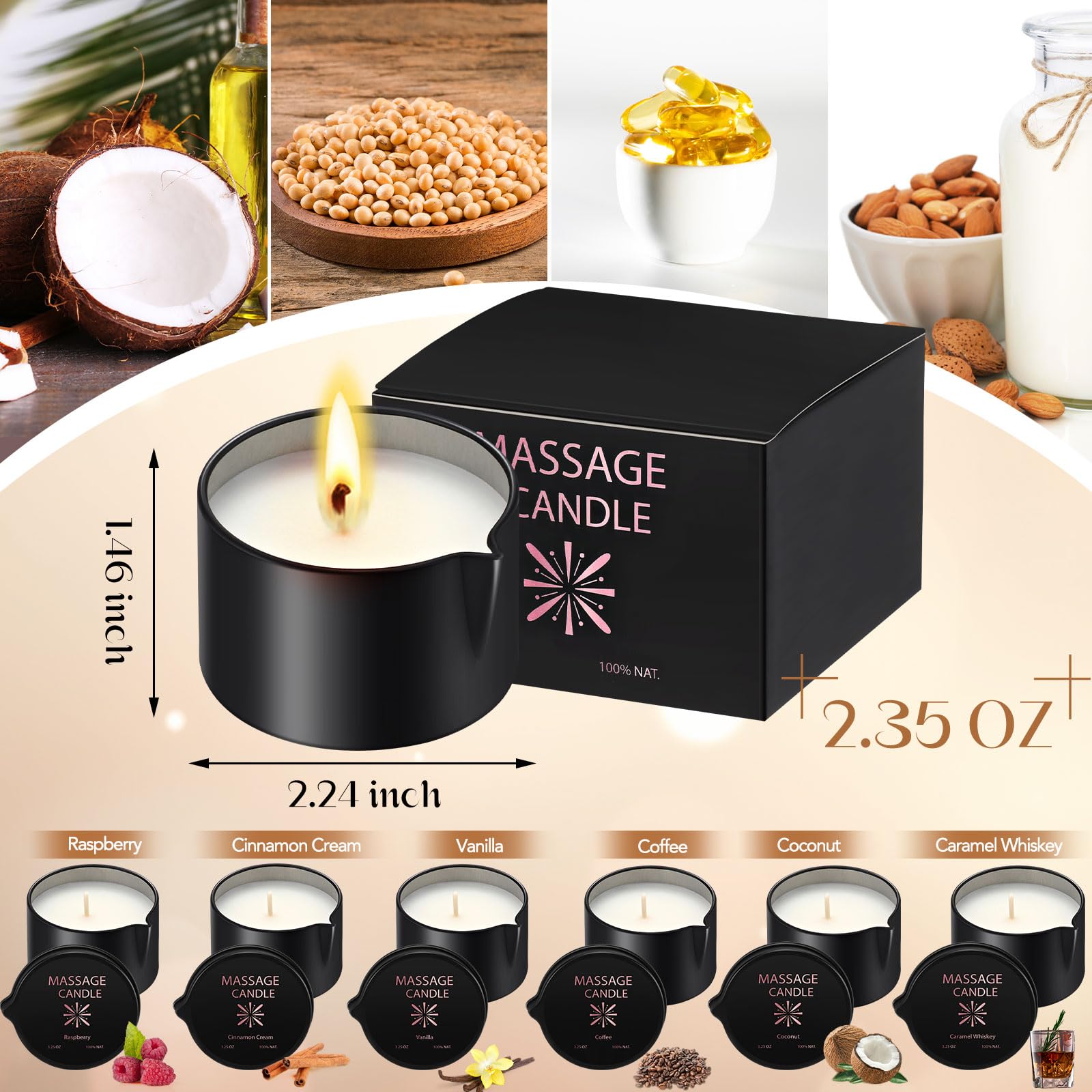 Nuanchu bougie huile massage café pour éveil et confort corporel