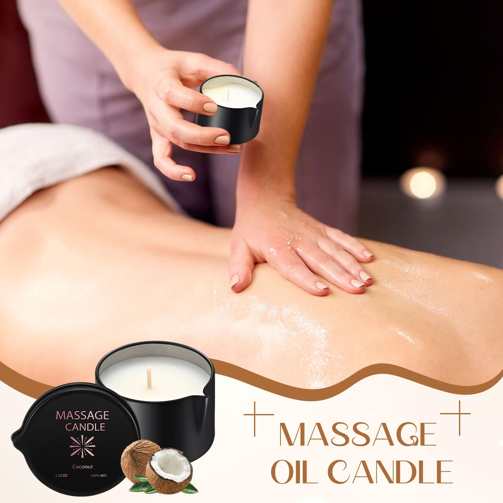 Nuanchu bougie huile massage caramel whisky pour chaleur et douceur