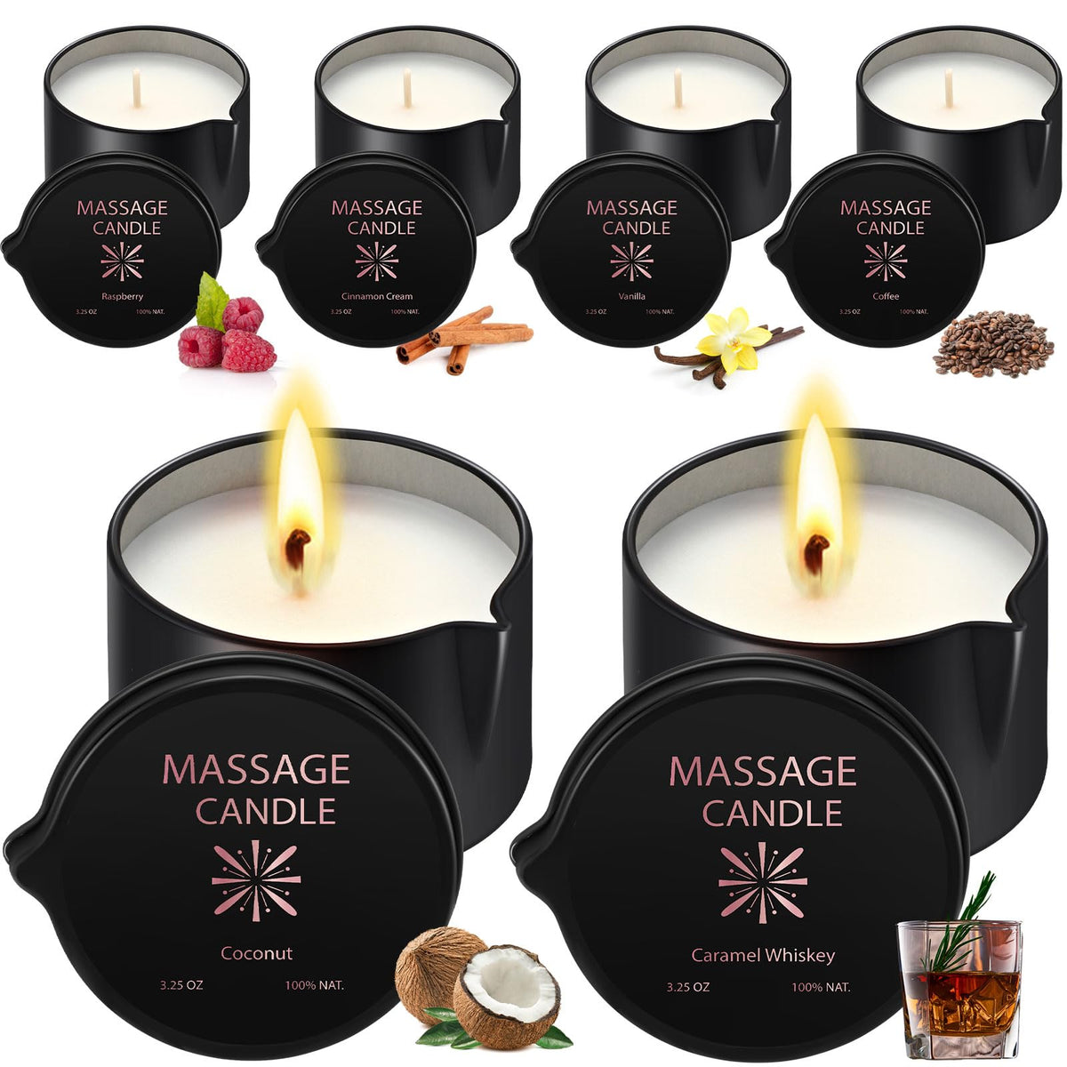 Nuanchu bougie huile massage coco pour relaxation aromatique et soin de la peau