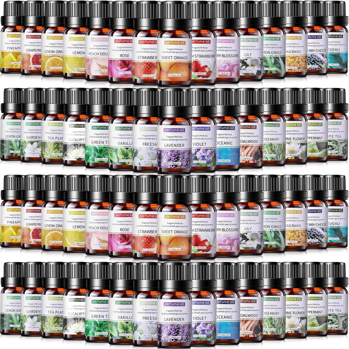 Nuanchu ensemble huiles essentielles 30 bouteilles 10ml pour diffusion prolongée