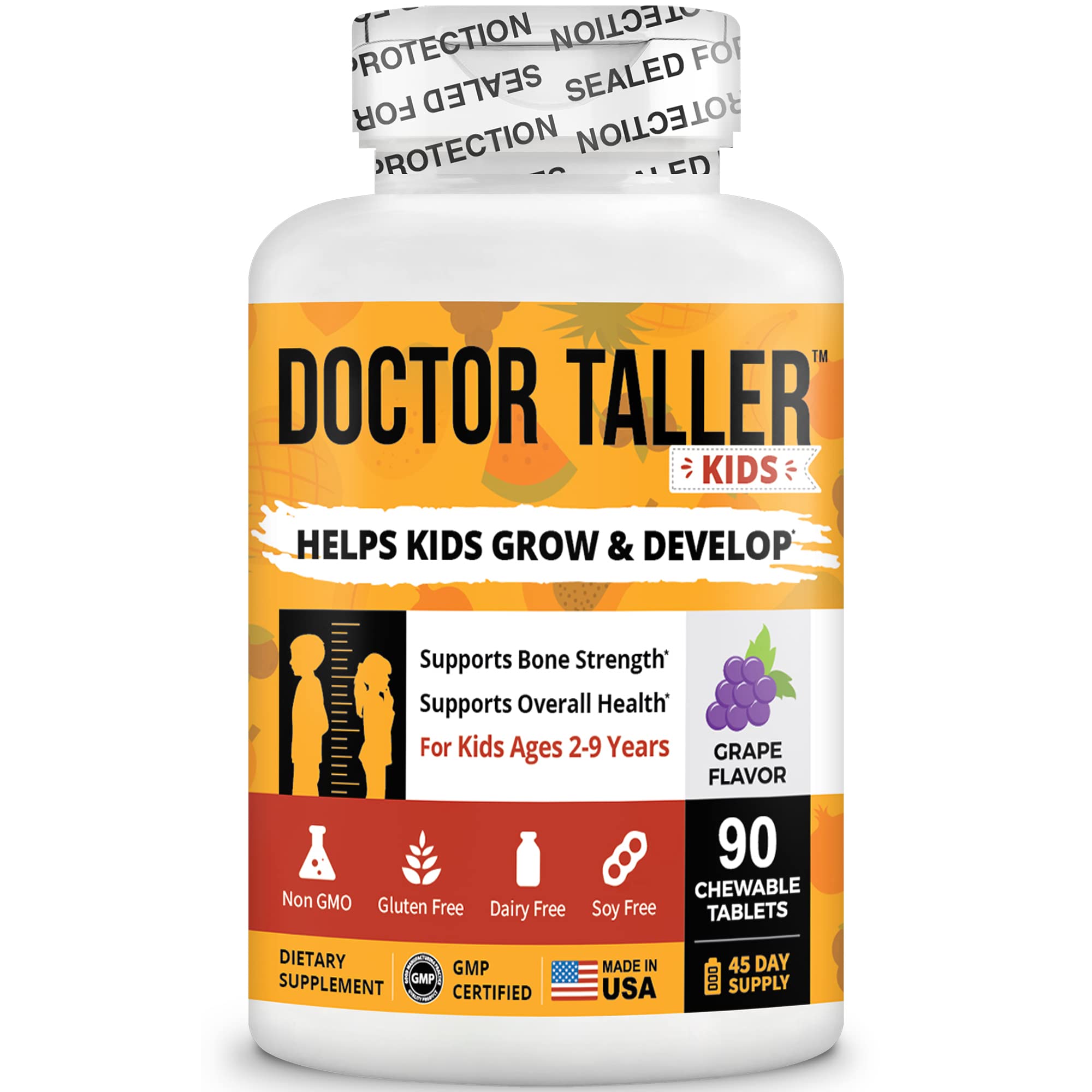 Tablettes multivitamines NuBest Doctor Taller Kids, soutien nutritionnel naturel.