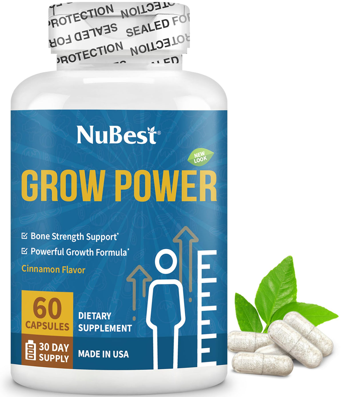 NuBest Grow Power: bouteille et emballage, idéale pour la supplémentation quotidienne.