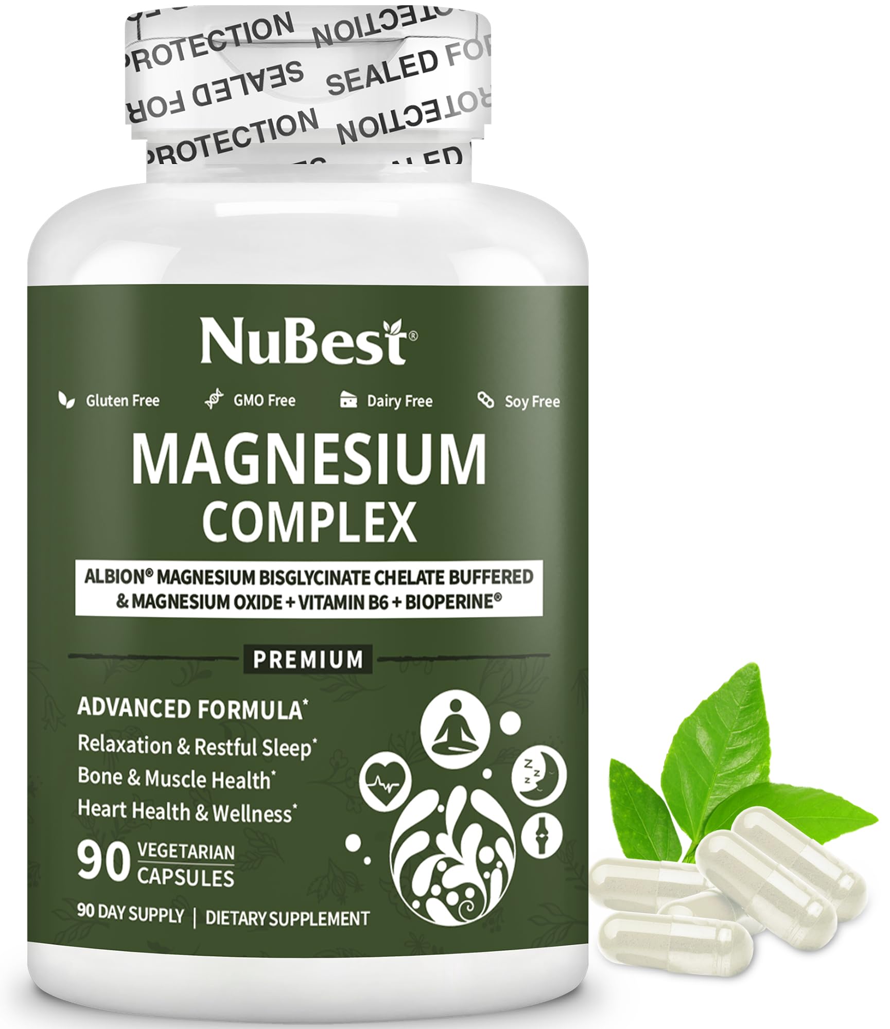 NuBest Magnésium Glycinate Chelate en bouteille, soutien potentiellement l’absorption et la relaxation.