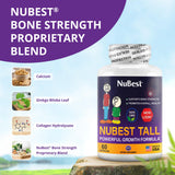 NuBest Tall — fiche ingrédients montrant calcium et collagène pour le développement.
