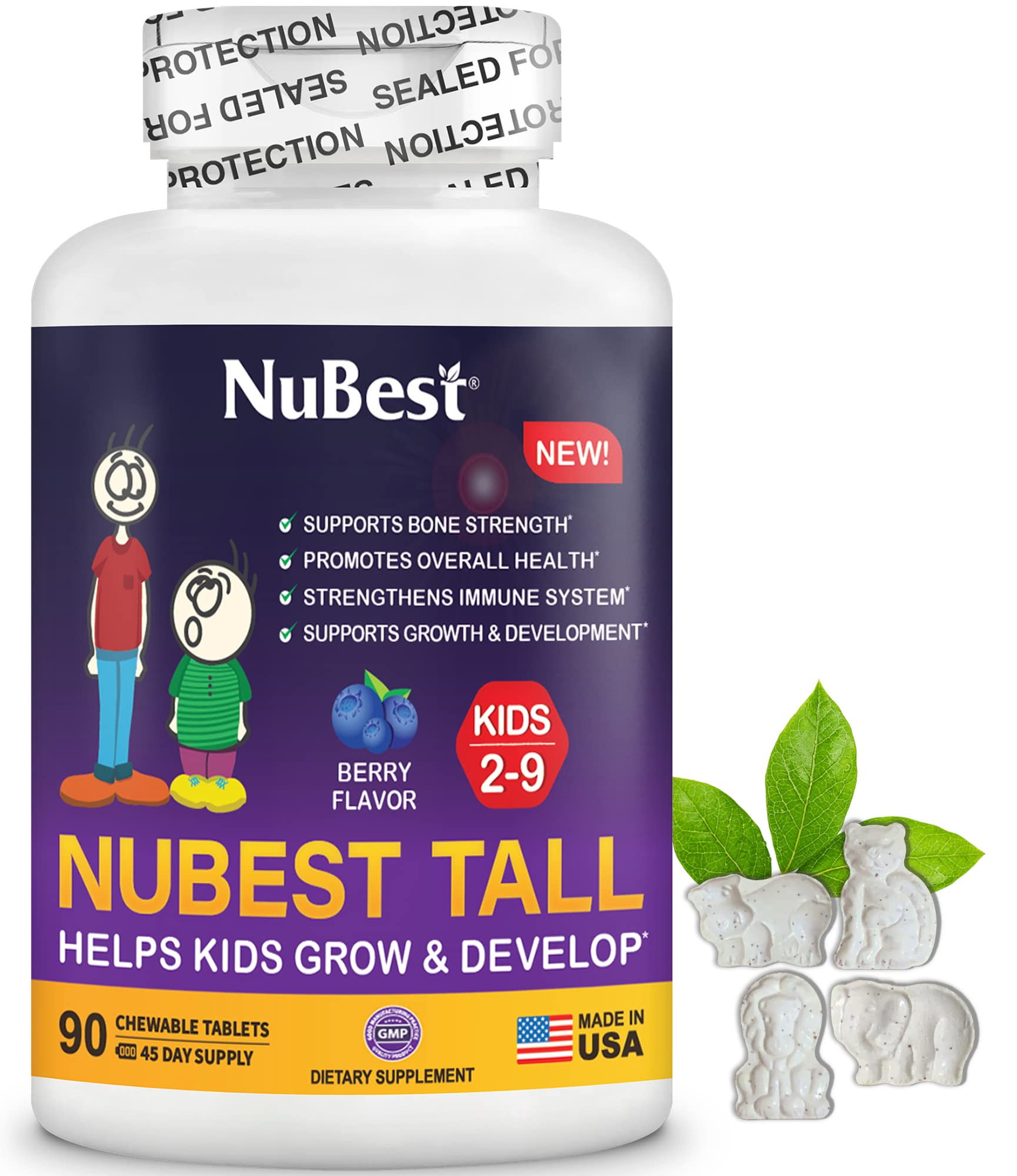 NuBest Tall Kids flacon tablettes aux baies, soutien nutritionnel pour enfants