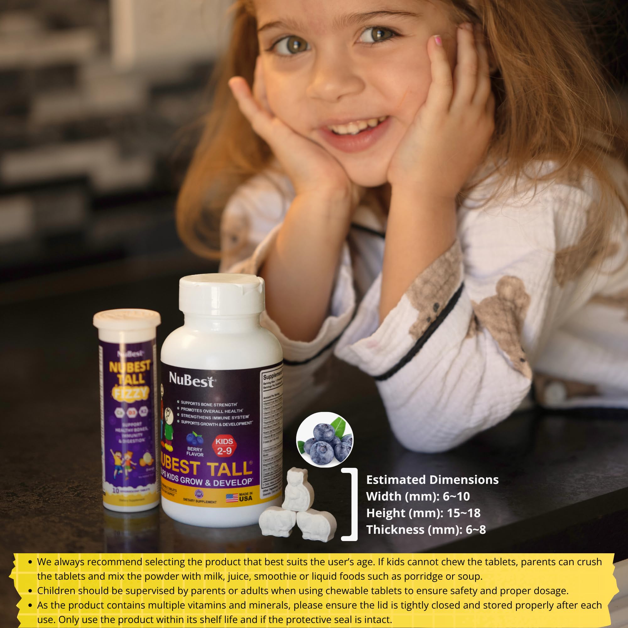 NuBest Tall Kids – étiquette nutritionnelle des minéraux essentiels.