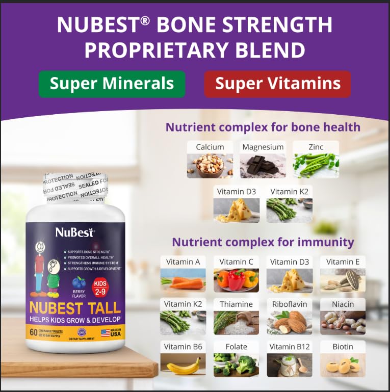 NuBest Tall Kids, tablettes fruits rouges faciles à mâcher pour le quotidien.