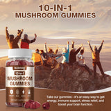 Gummies Nubetong champignons montrant les principaux champignons du mélange.