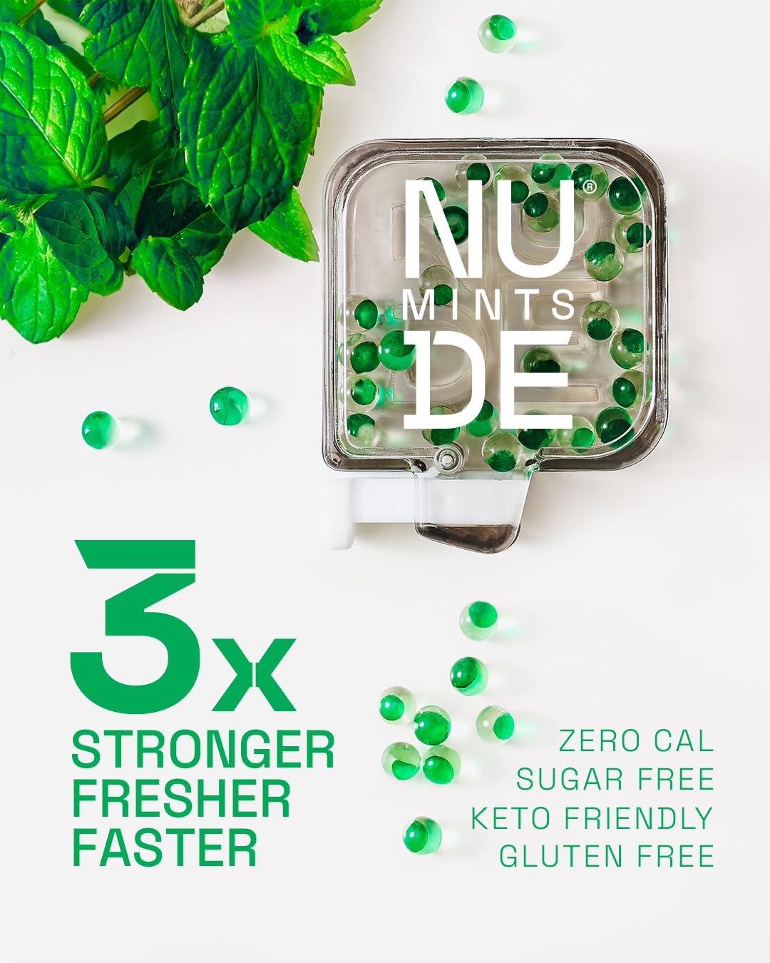 NUDE MINTS, capsules liquides double-action apportant fraîcheur continue.