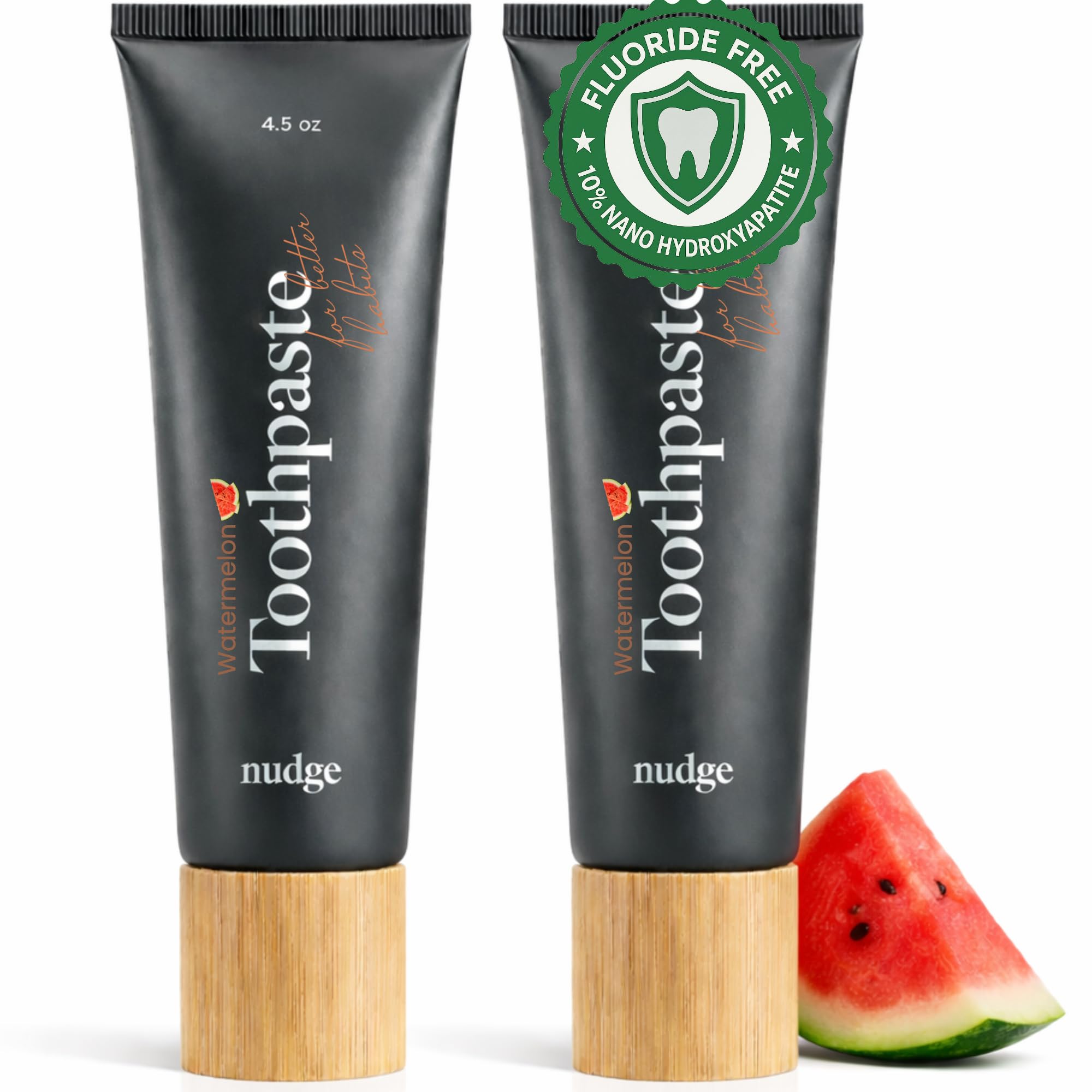 Nudge dentifrice 10% nano-hydroxyapatite sur tube avec étiquette claire