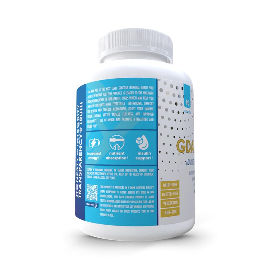 Étiquette de NuEthix GDA-MAX PRO indiquant sans gluten et sans lactose