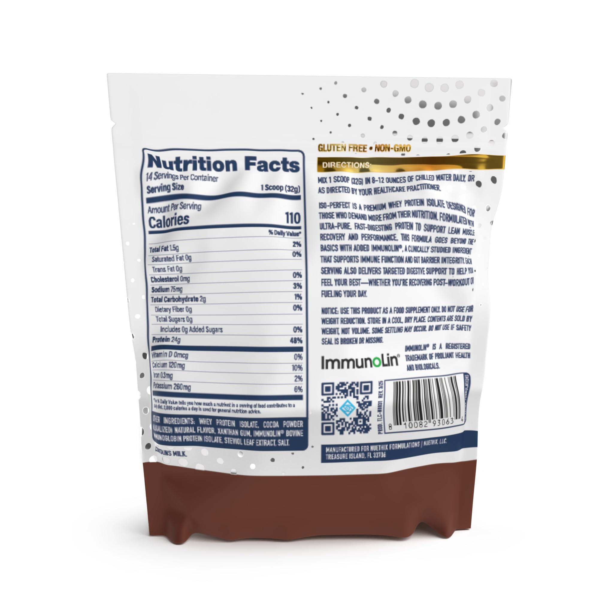 NuEthix ISO-Perfect Poudre Chocolat Verre, préparation rapide et goût riche
