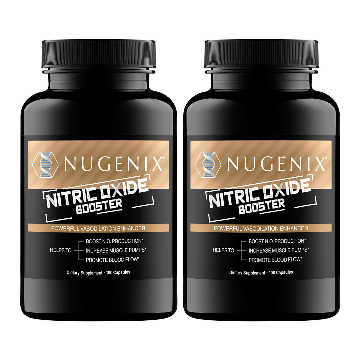 Nugenix – bouteille d'oxyde nitrique avec design premium et potentiel soutien circulation lors de l'effort.