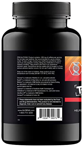 Nugenix Thermo-X: etiquette claire montrant les ingrédients et les usages