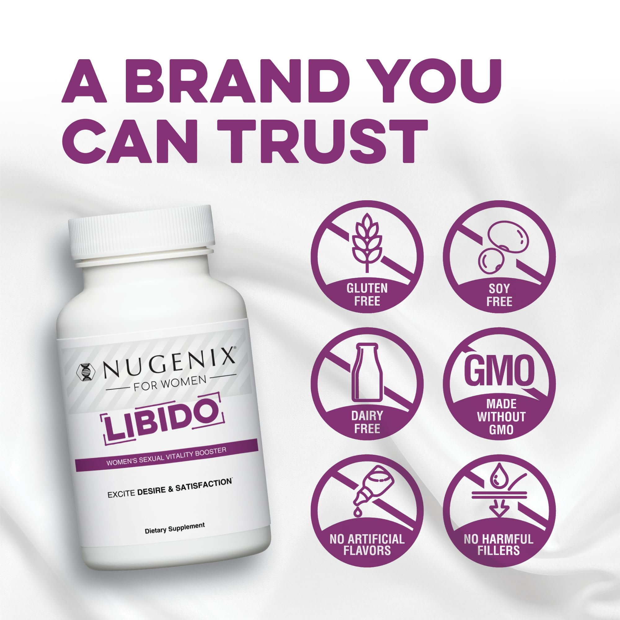 Nugenix Women Libido — emballage élégant reflétant la fiabilité de la marque.