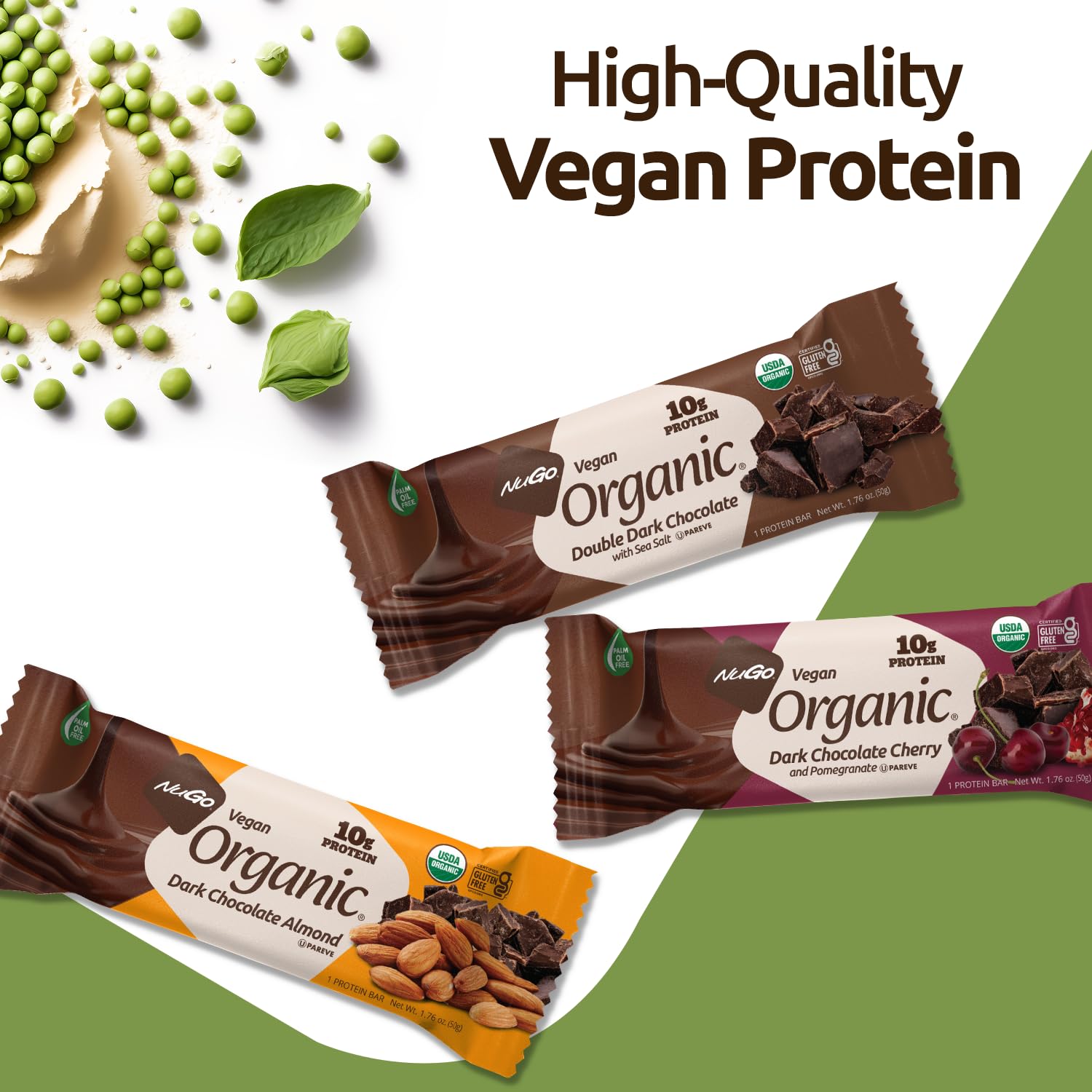 NuGo Organic barre certifiée vegan et sans gluten.