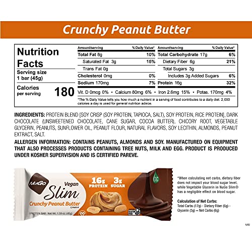 NuGo Slim intérieur beurre de cacahuète croustillant, texture riche et satisfaisante.