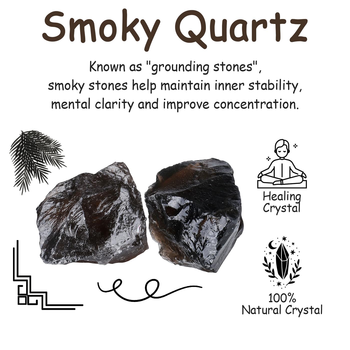 NUKAYAI quartz fumé brut – pièces décoratives pour bureau et ambiance zen.