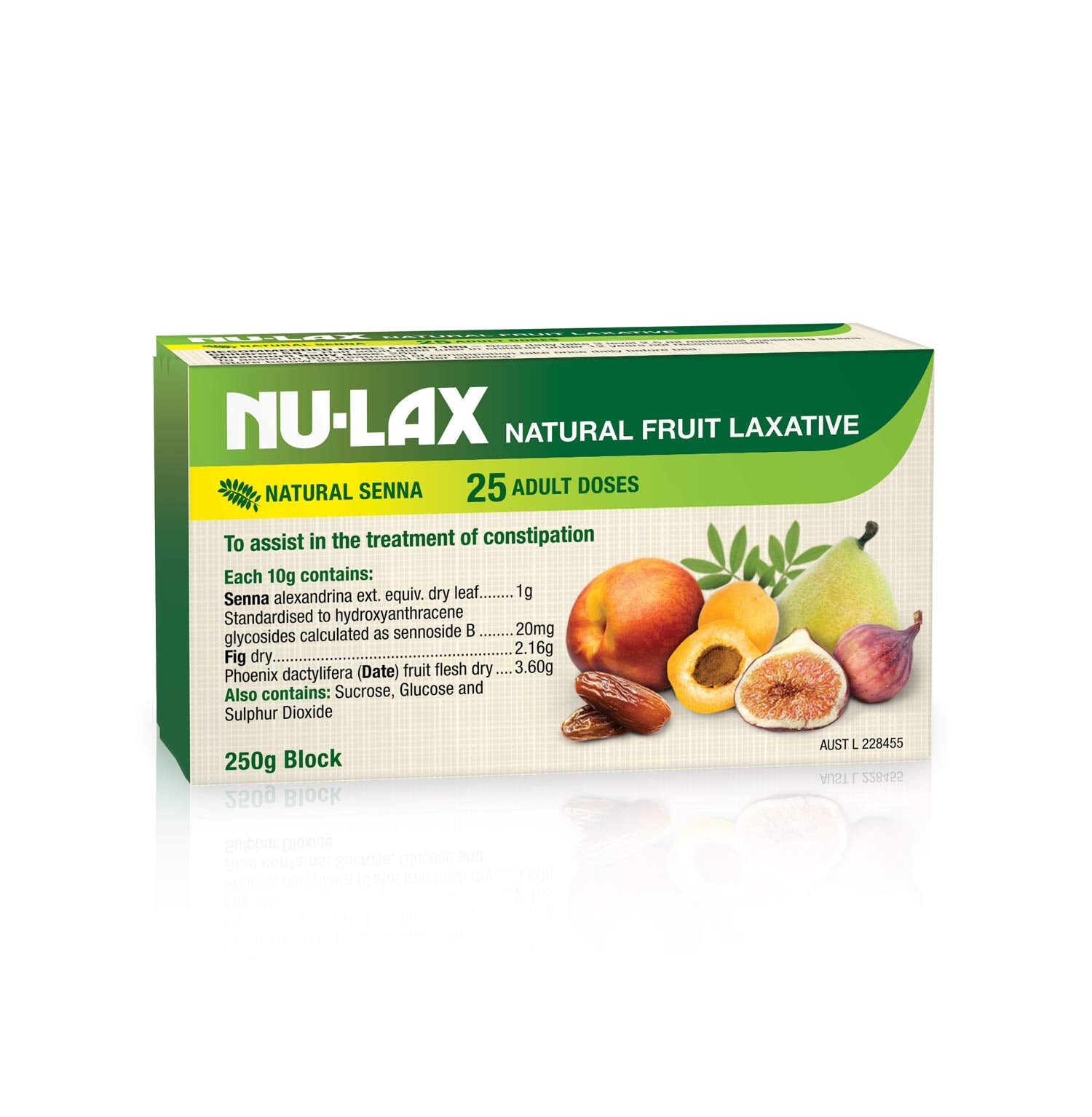 Nulax bloc laxatif fruits, emballage simple à ouvrir, usage quotidien pratique.