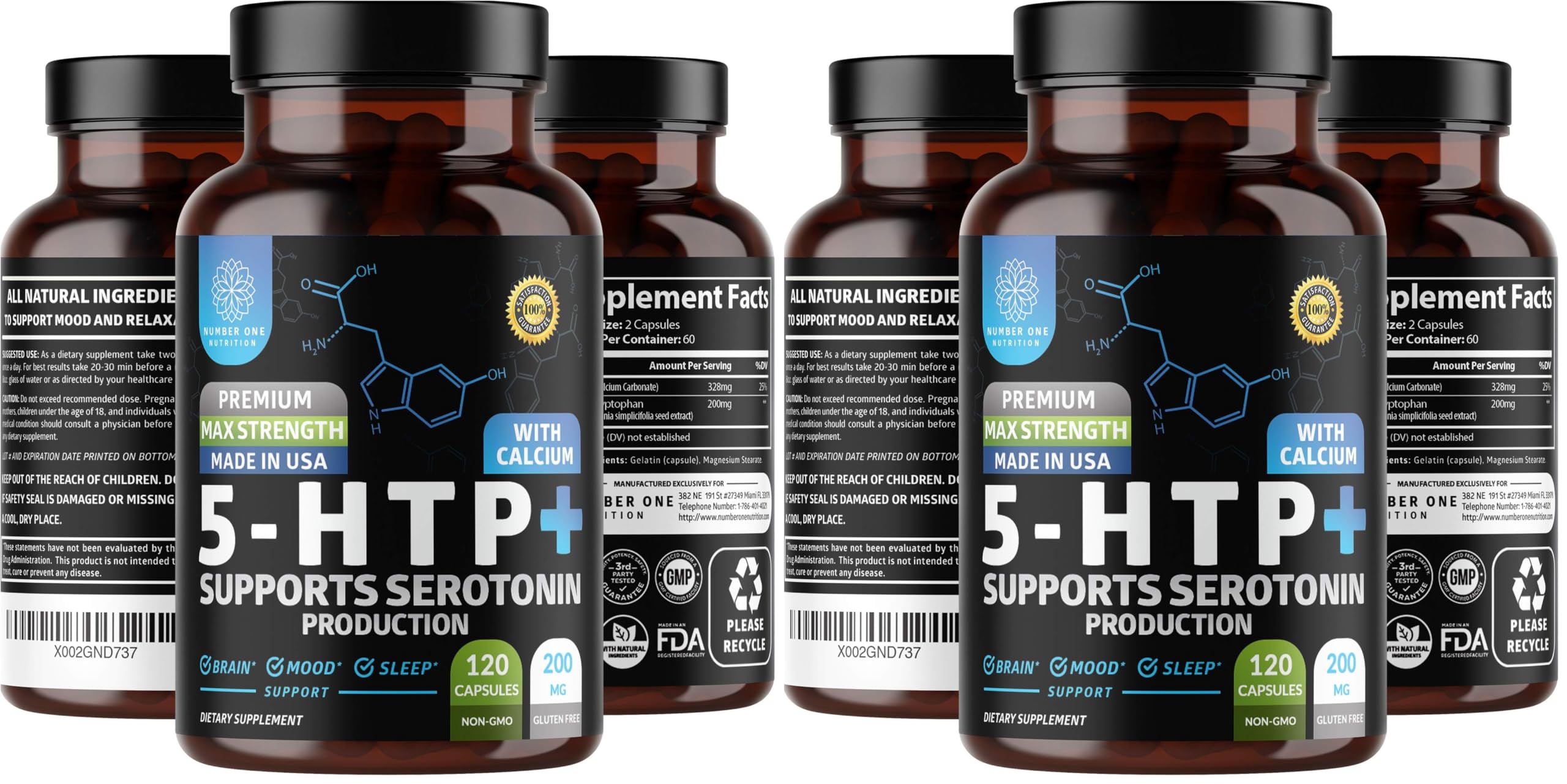 N1N Premium 5-HTP bouteille, soutien possible au calme.