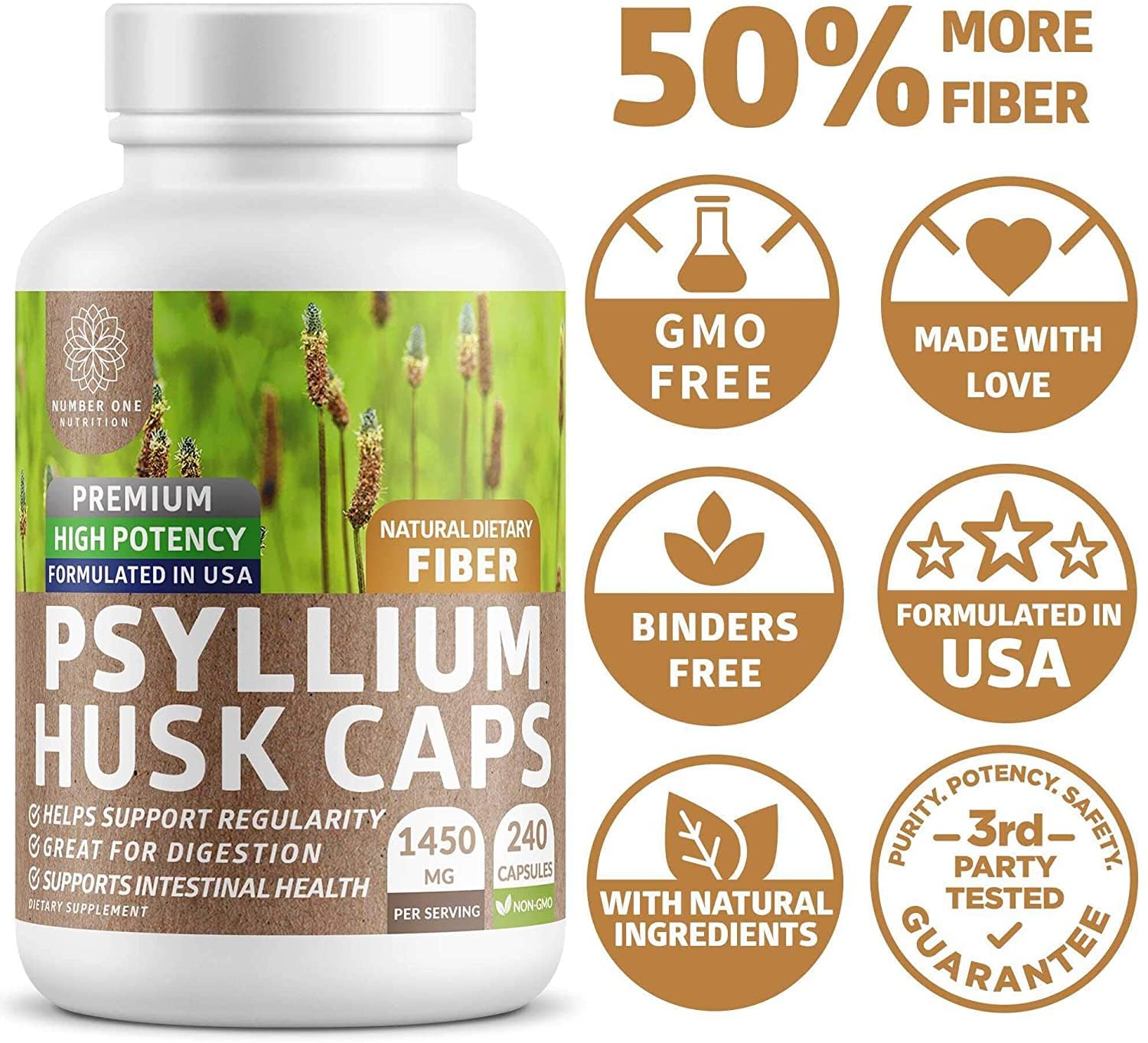 Emballage écoresponsable N1N Psyllium, stockage et recyclage faciles