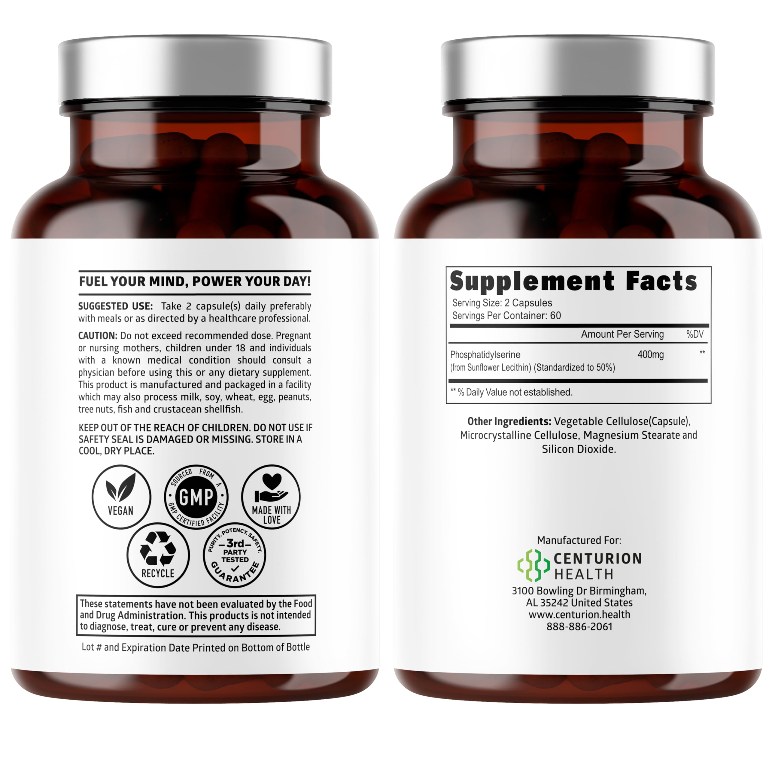 Number One Nutrition PS400mg - capsules, pratique pour rester concentré lors des journées chargées.