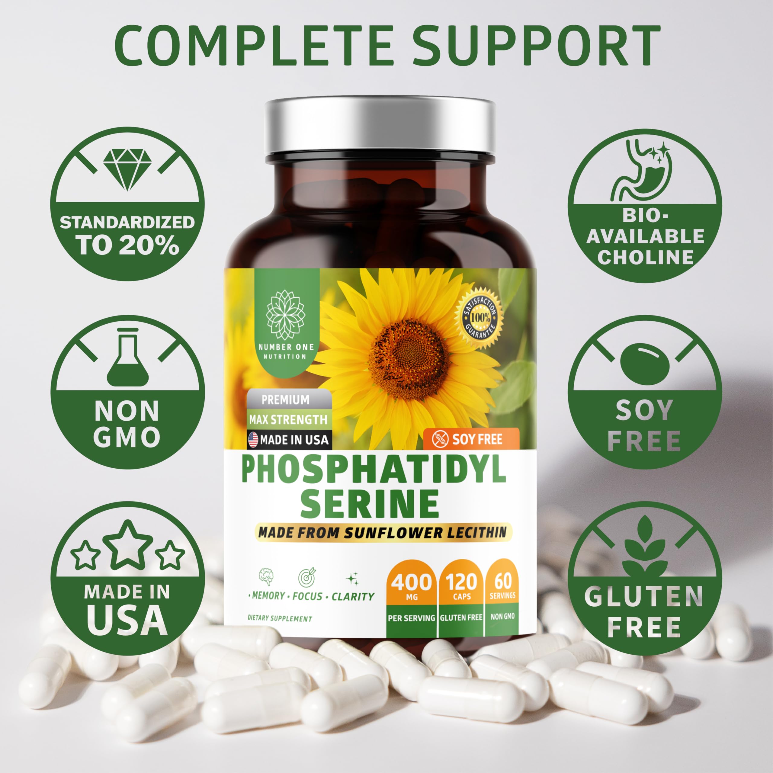 Number One Nutrition PS400mg - origine tournesol, douceur sensorielle et routine bien-être.