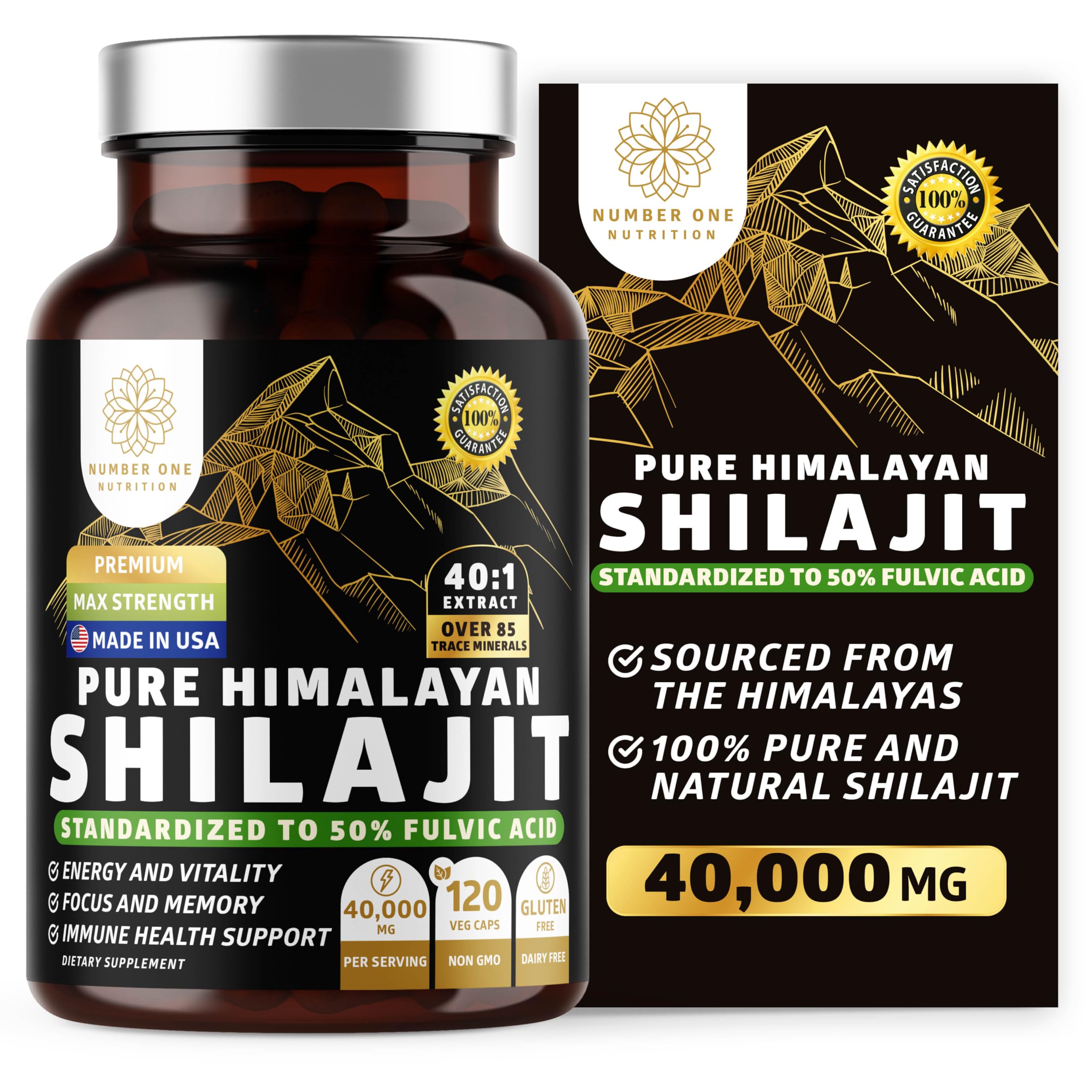 Shilajit Number One Nutrition en bouteille, énergie potentielle et bien-être.