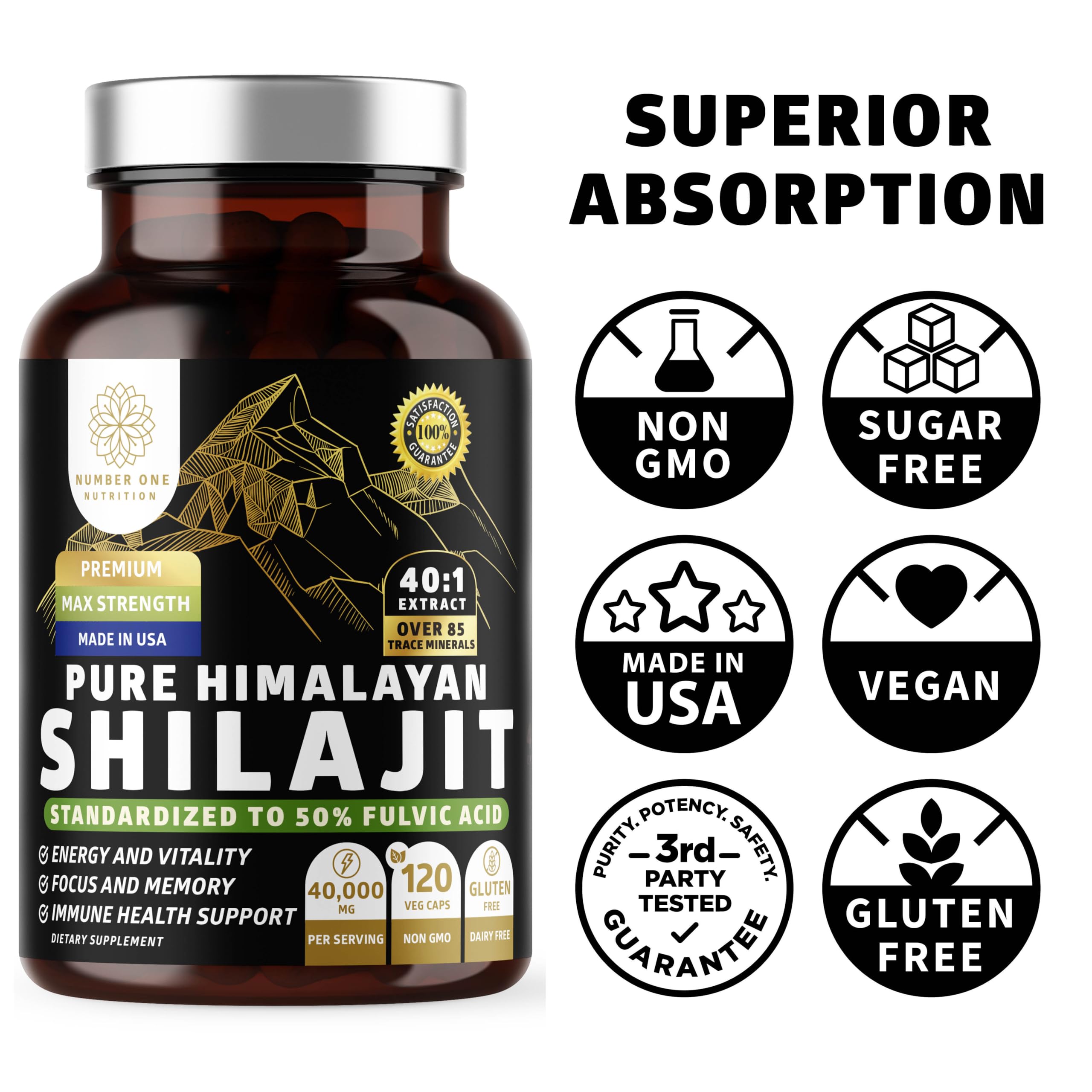 Shilajit Number One Nutrition, etiquette-emballage, informations claires et confiance.