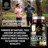 Shilajit Number One Nutrition, paysage himalayen, origine naturelle et pureté.