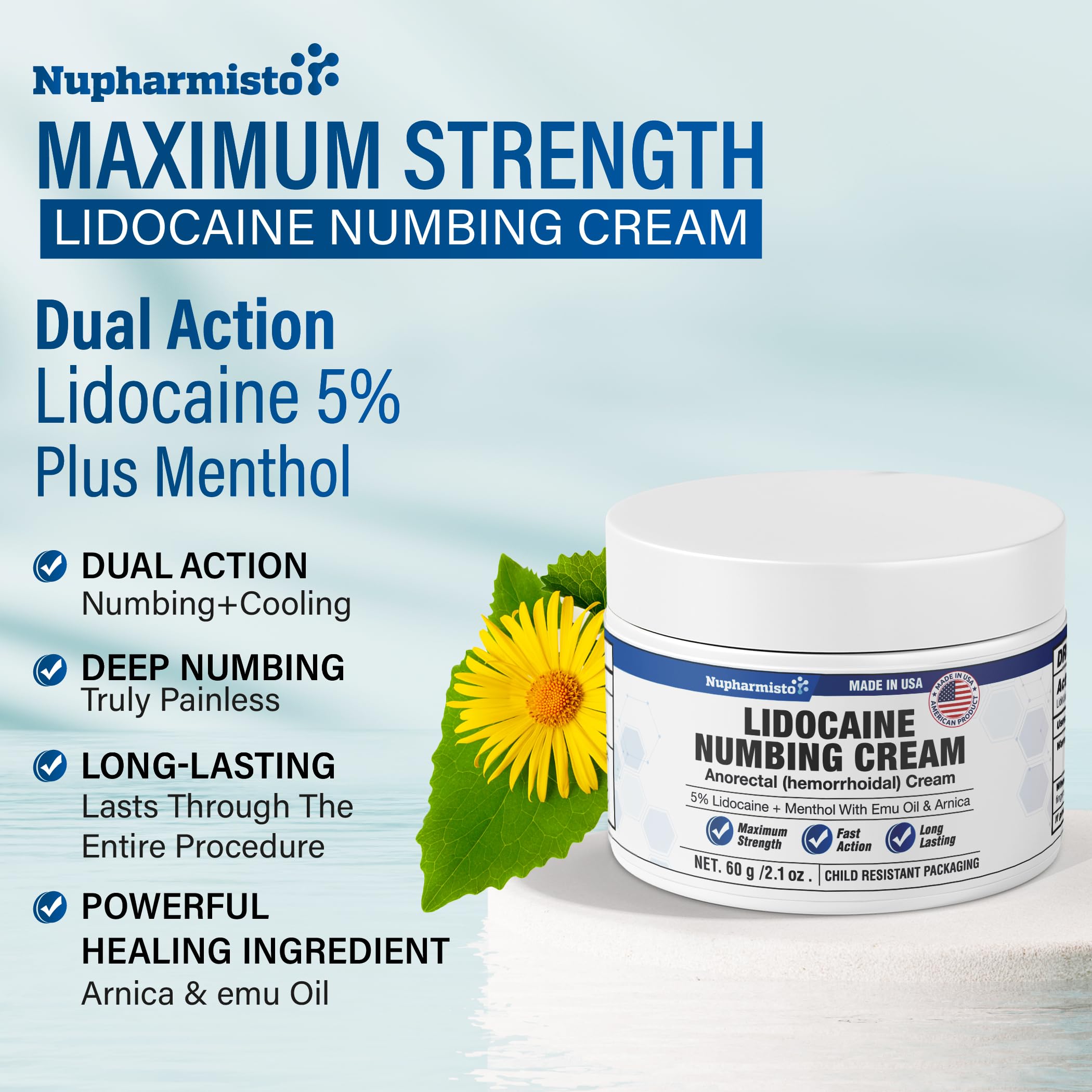 Nupharmisto arnica huile demu, actifs hydratants pour la peau