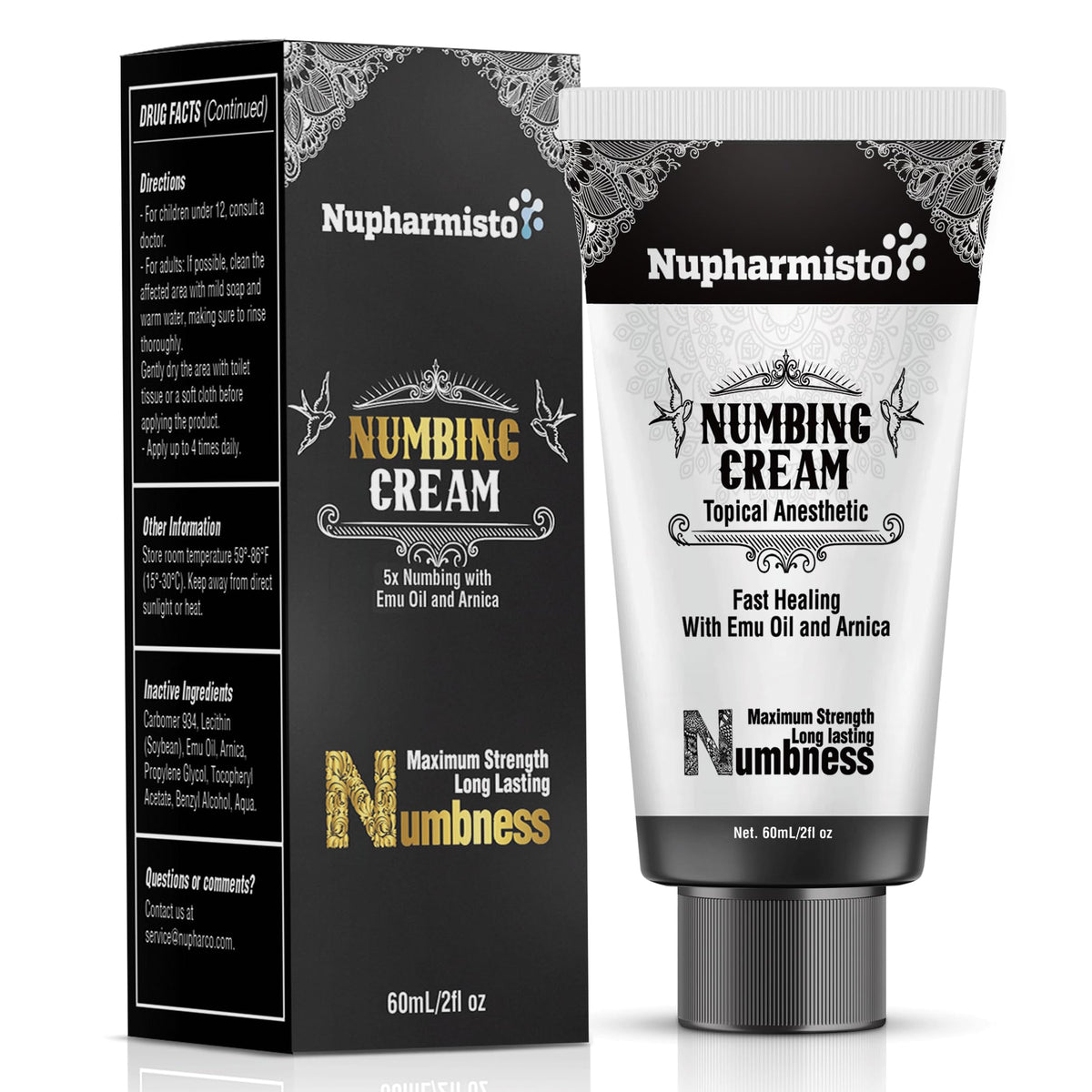 Emballage et étiquette de la crème Nupharmisto pour repérage facile