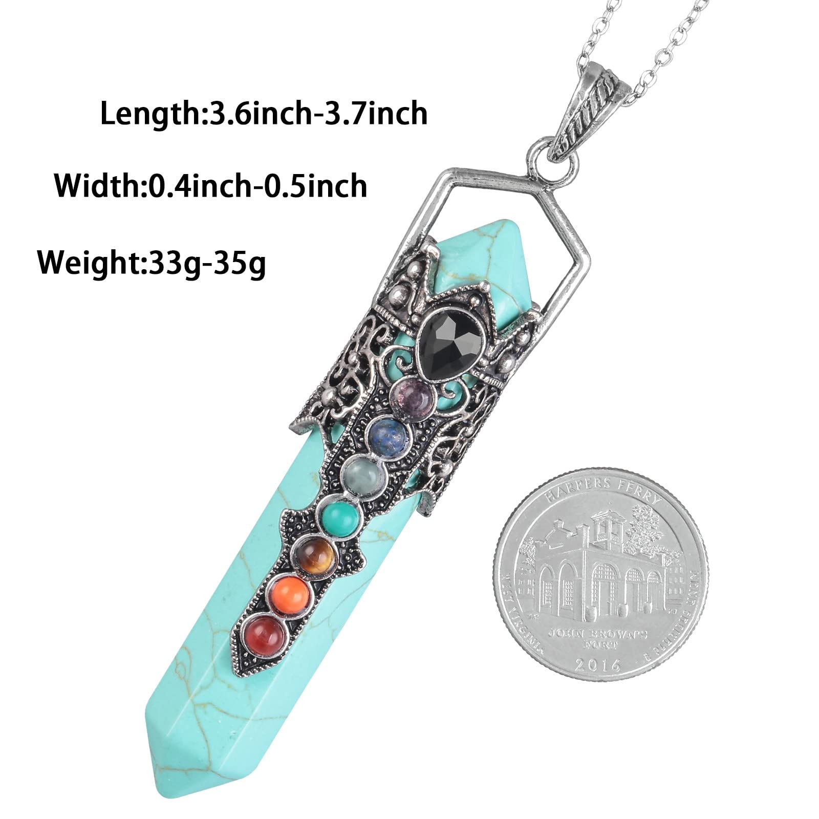 Détail du pendentif cristal hexagonal bleu, finition artisanale.