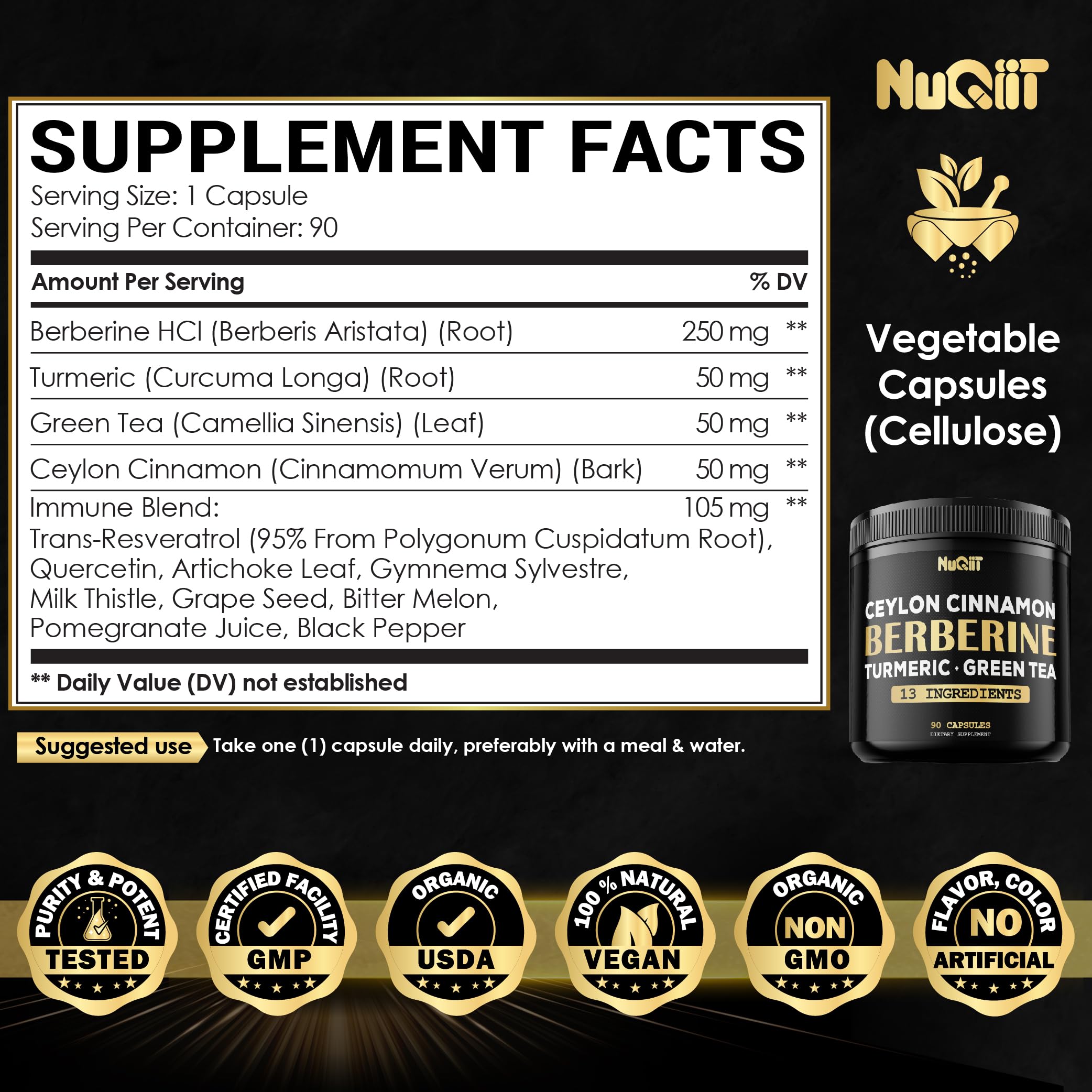 NUQIIT Berberine bienfaits potentiels, utilisation quotidienne possible.