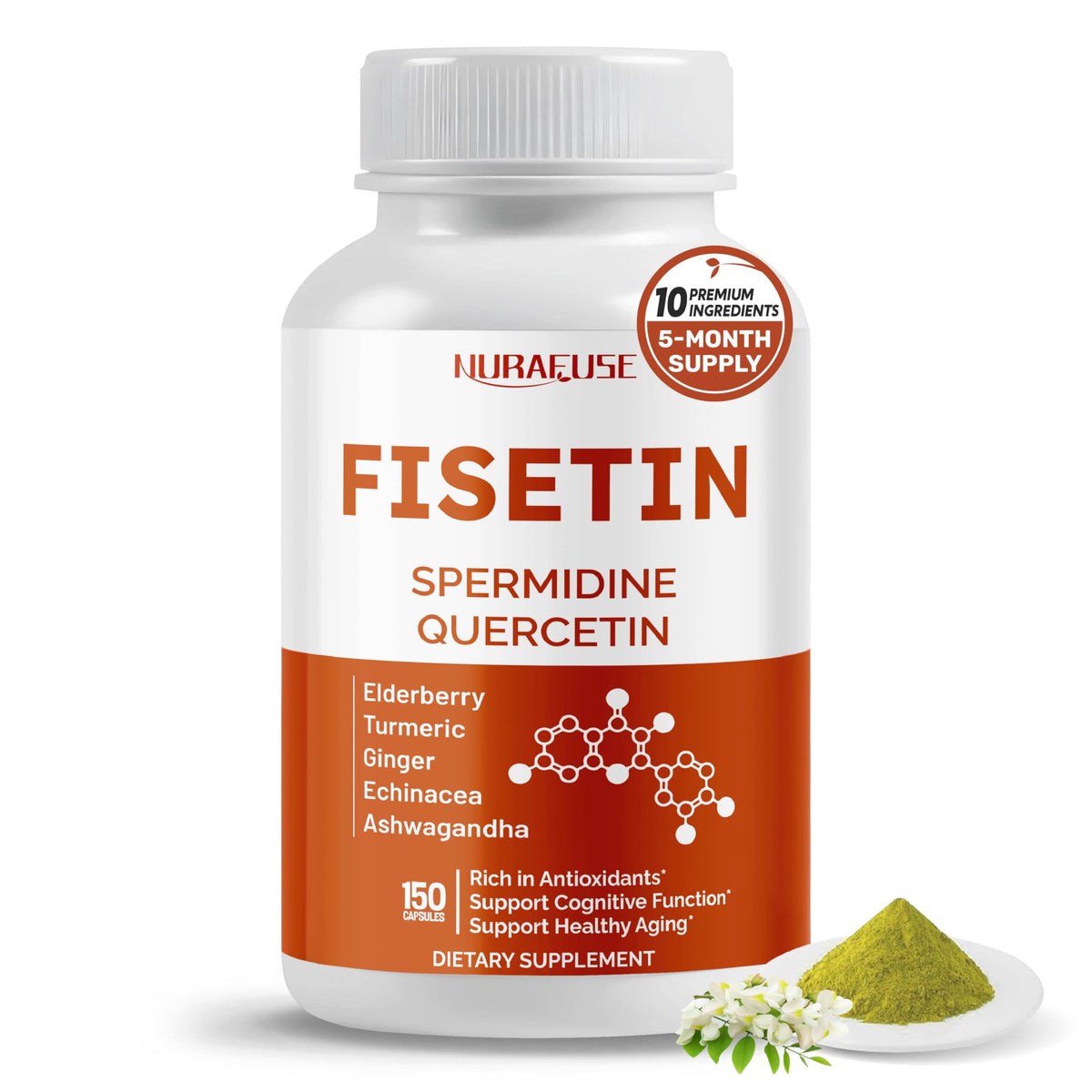Nurafuse Fisetin: bouteille 5 mois pour une supplémentation continue et pratique