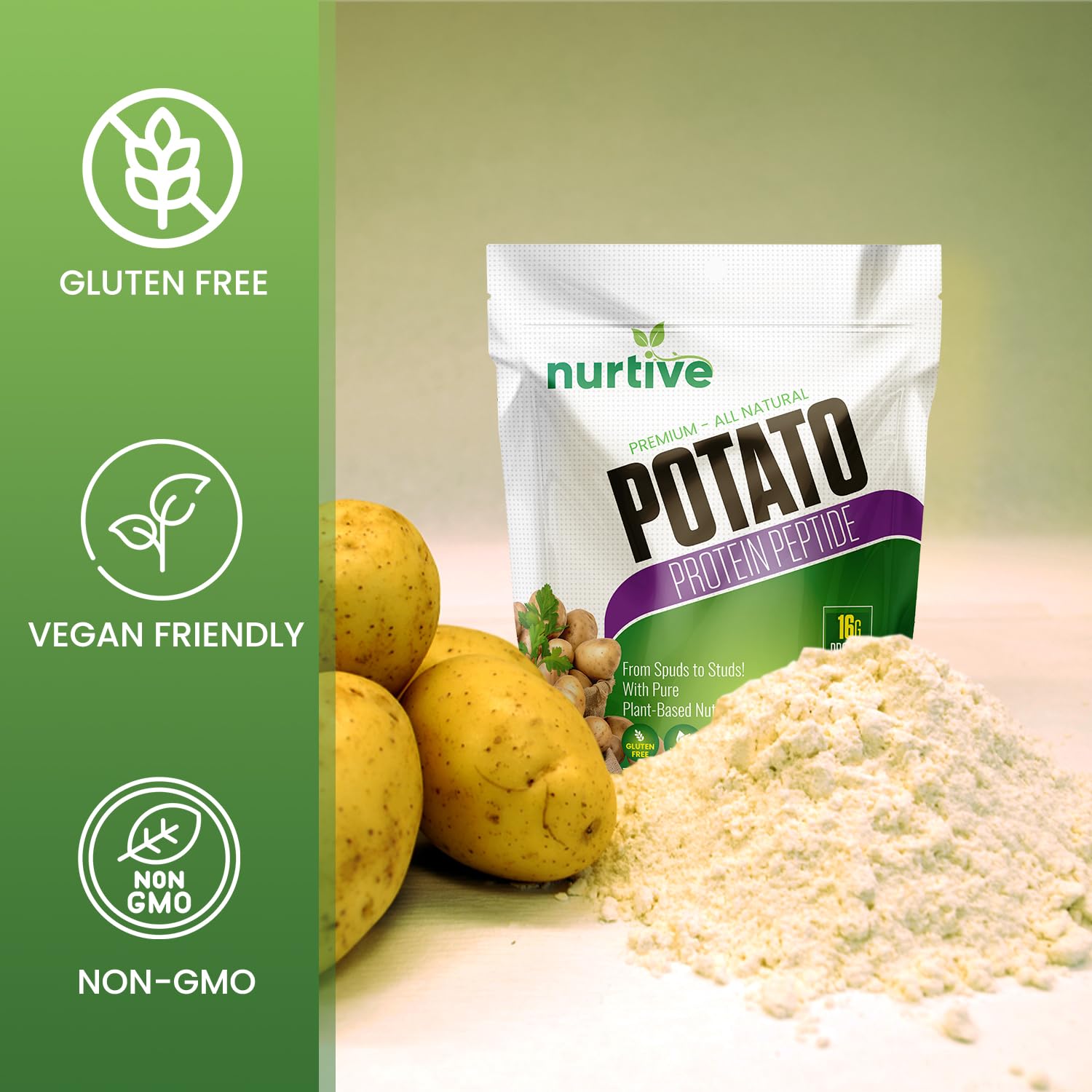 NURTIVE Protéine Pomme-de-Terre, formule digeste sans gluten, lactose et soja.