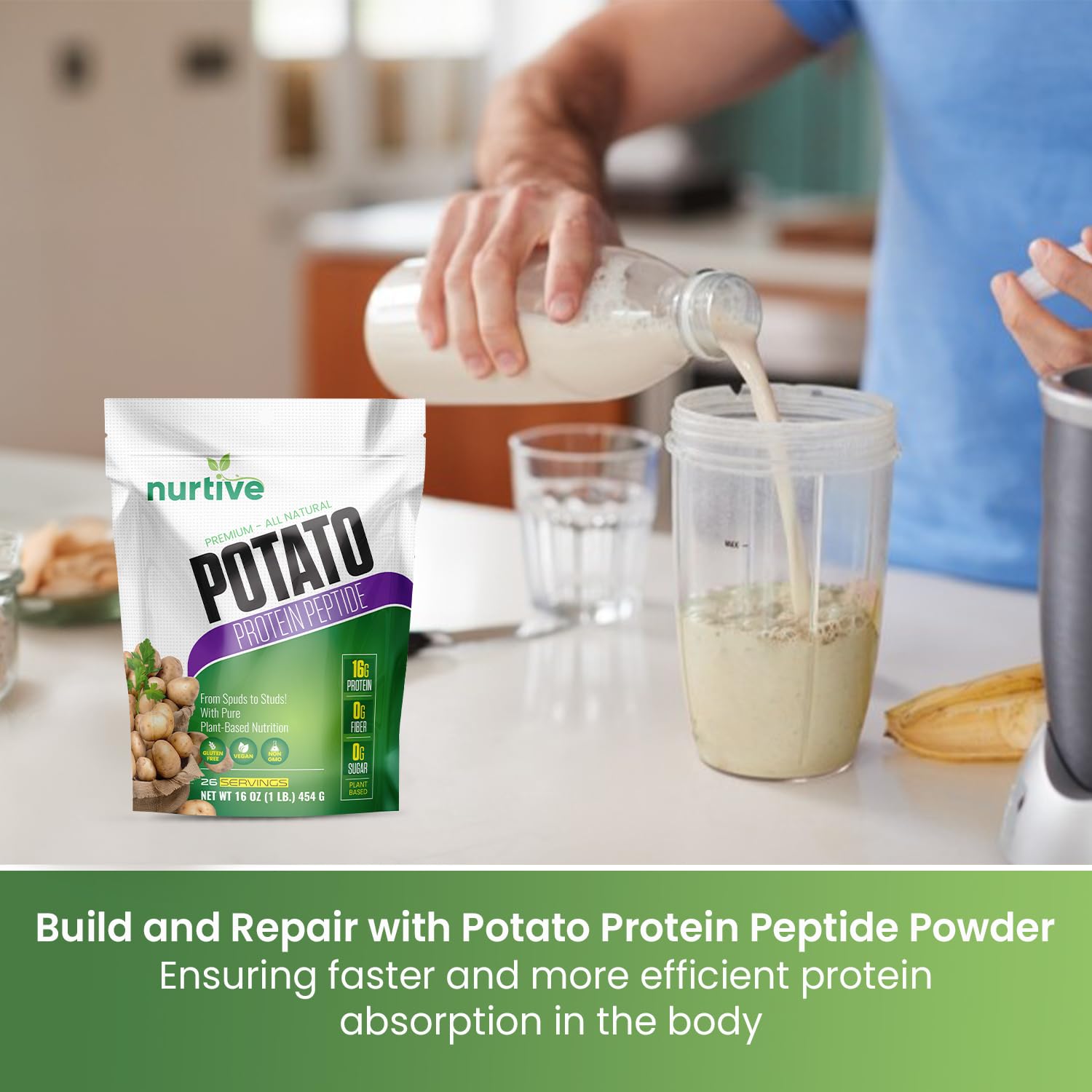 NURTIVE Protéine Pomme-de-Terre, saveur neutre pour smoothies et cuisson.