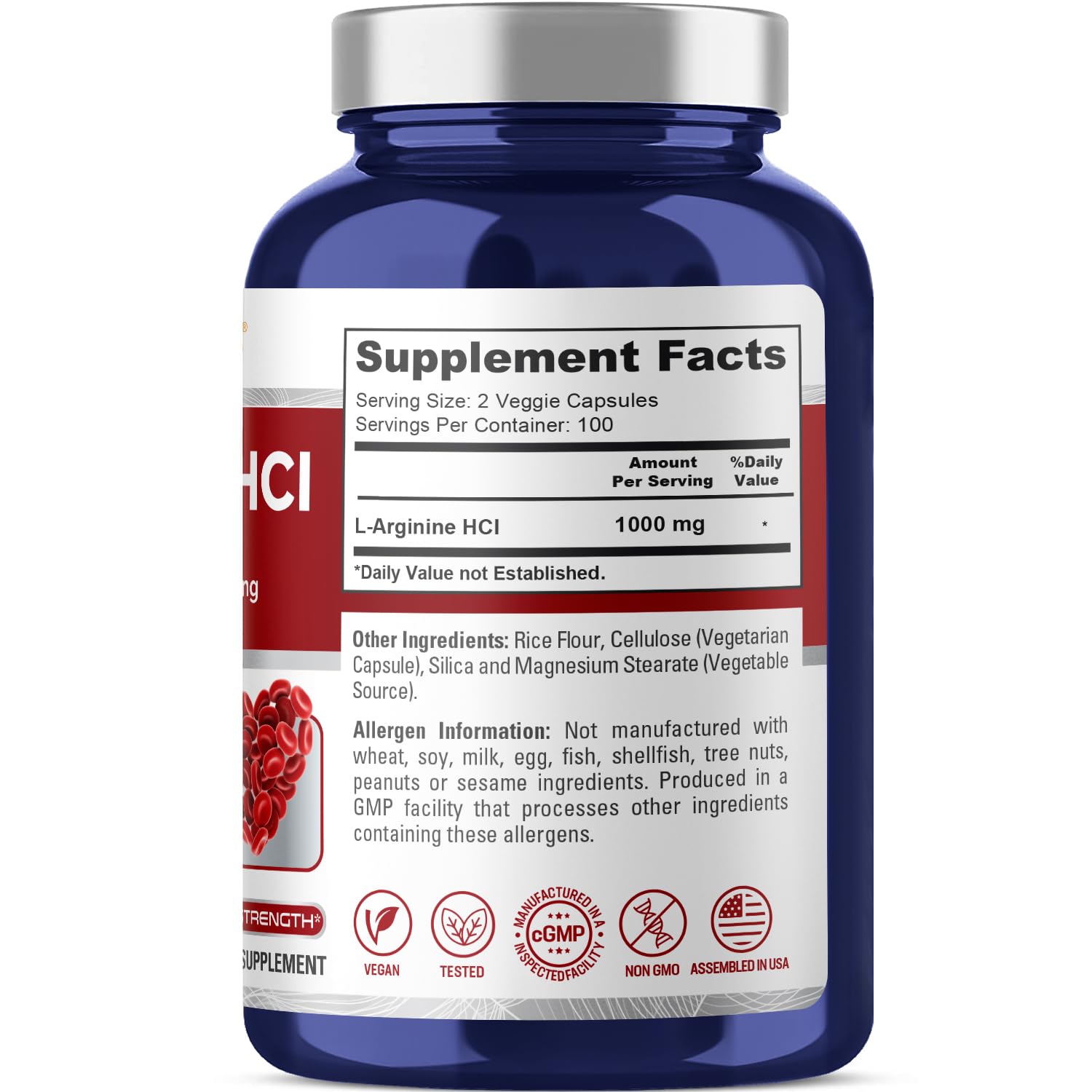 Capsules véganes NusaPure L-Arginine, faciles à intégrer au quotidien