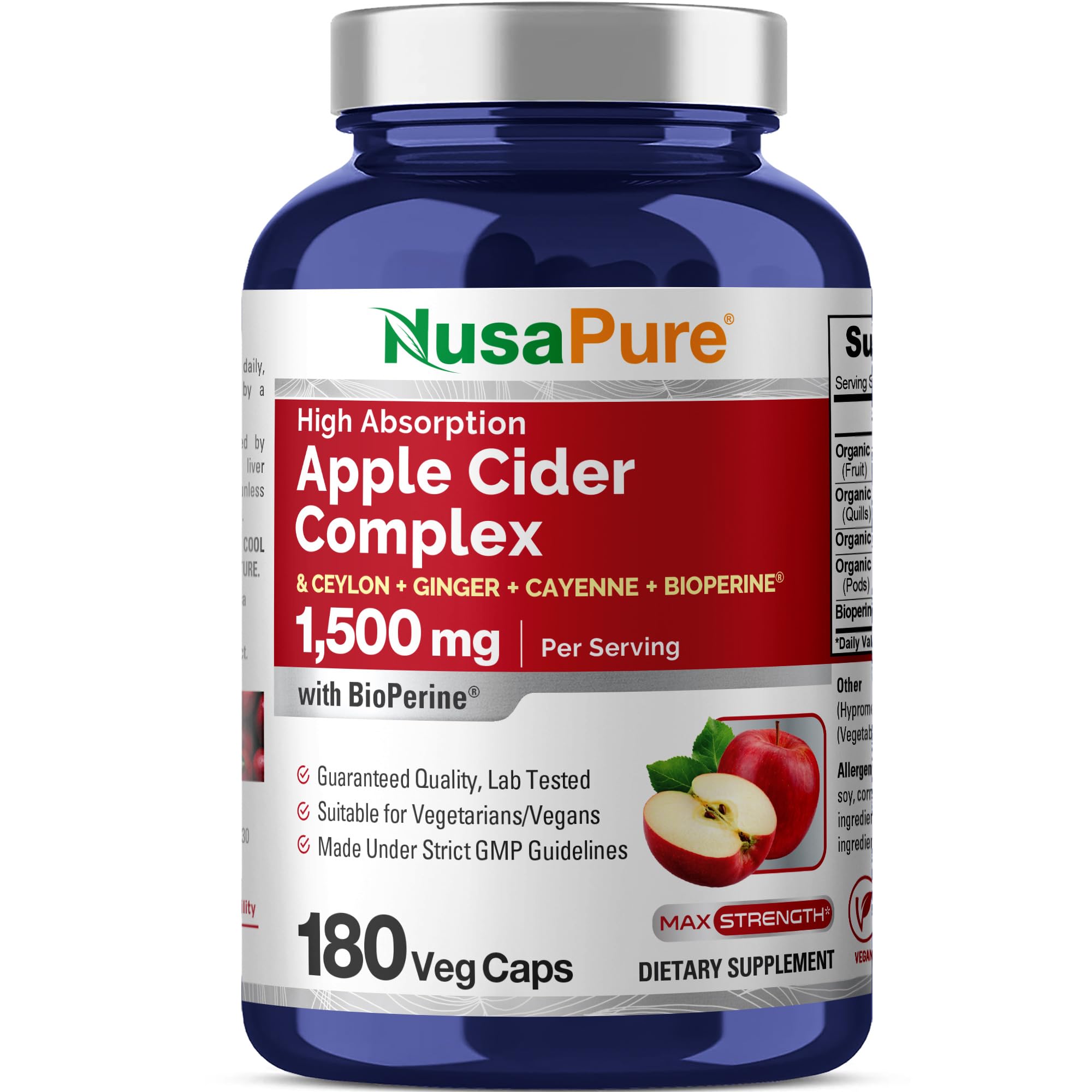 NusaPure, bouteille du complexe vinaigre cidre pomme, pratique pour un usage quotidien.