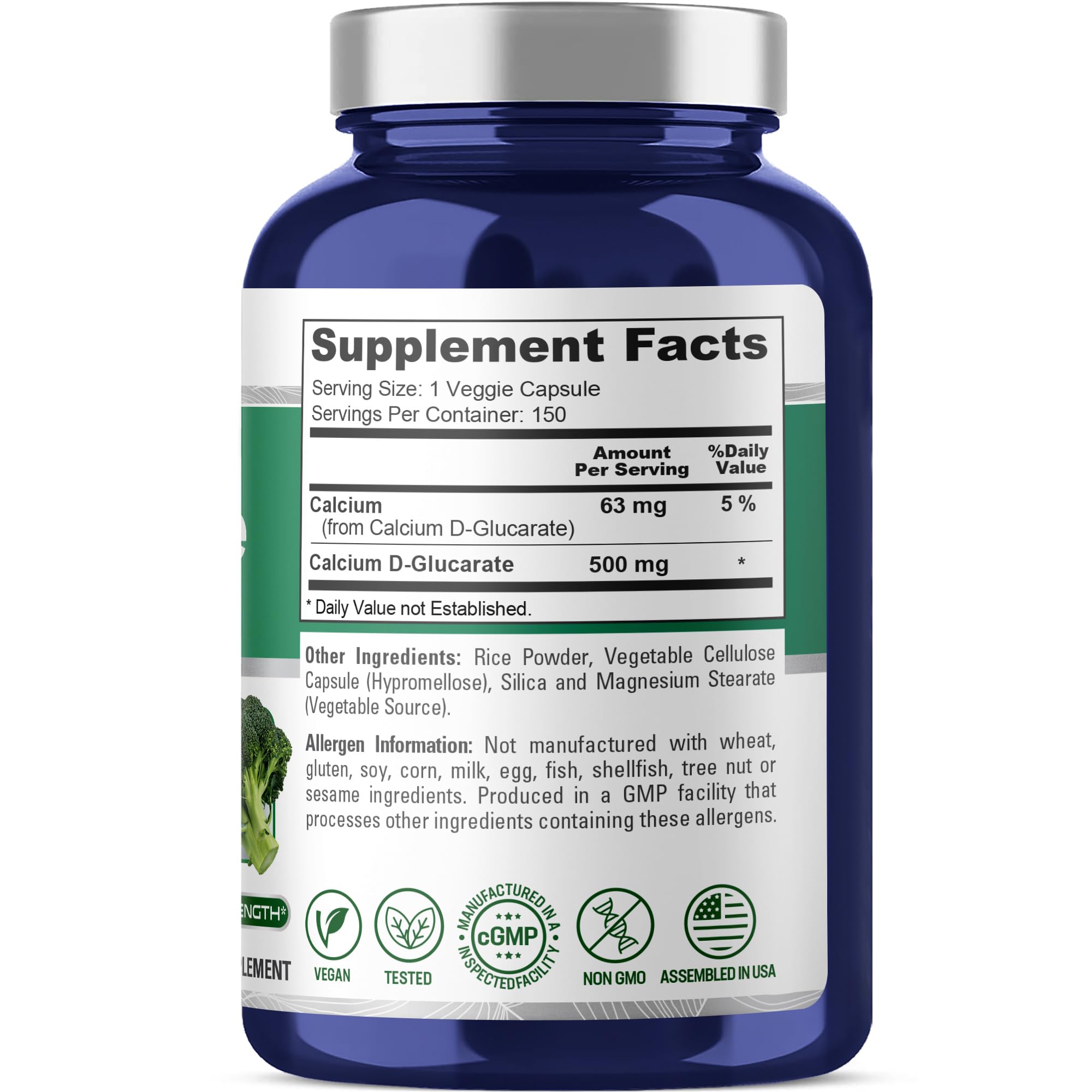 Flacon de 150 capsules pour une utilisation pratique sur plusieurs semaines.