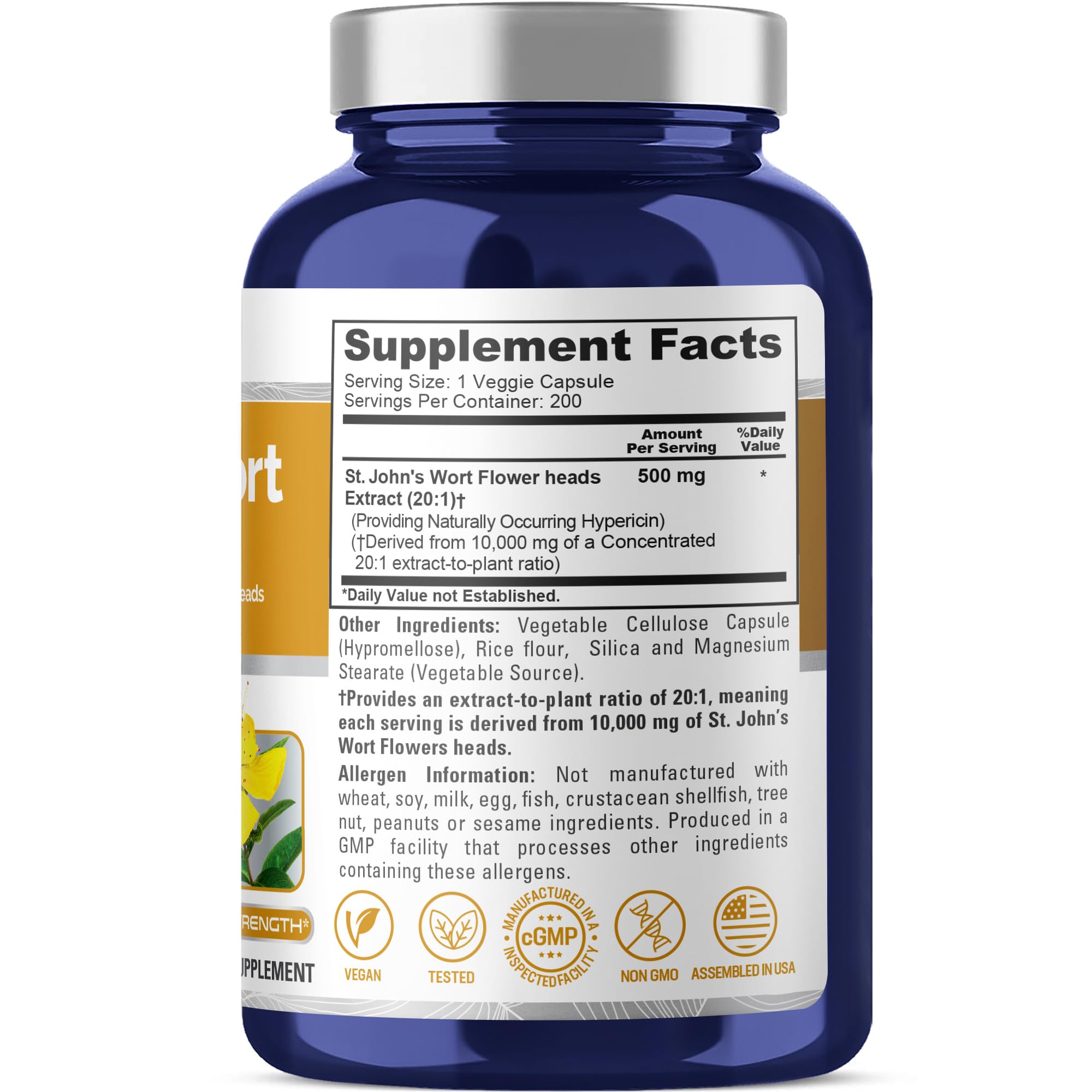 NusaPure Millepertuis Capsules – 200 gélules pour une utilisation continue