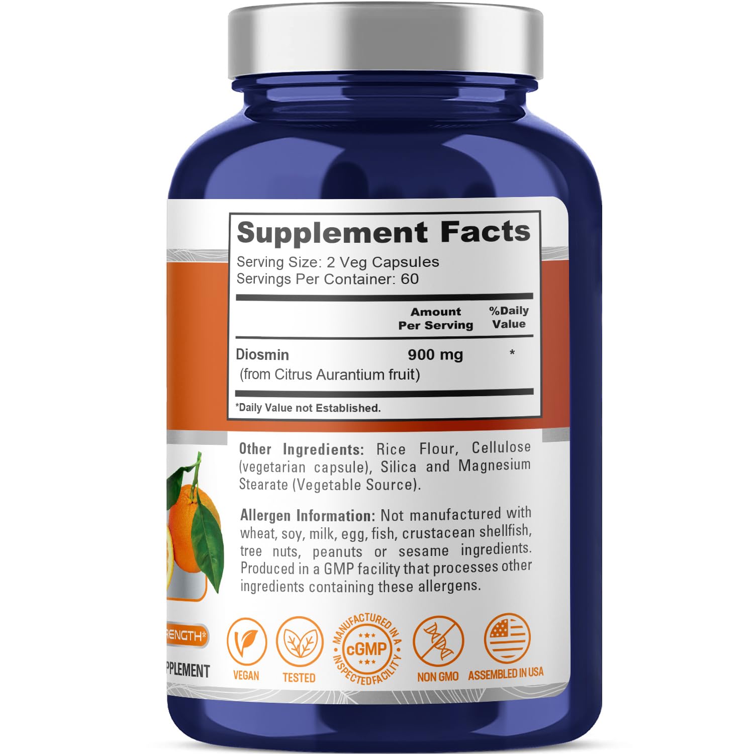 Diosmin NusaPure: 60 portions de capsules véganes, faciles à consommer.