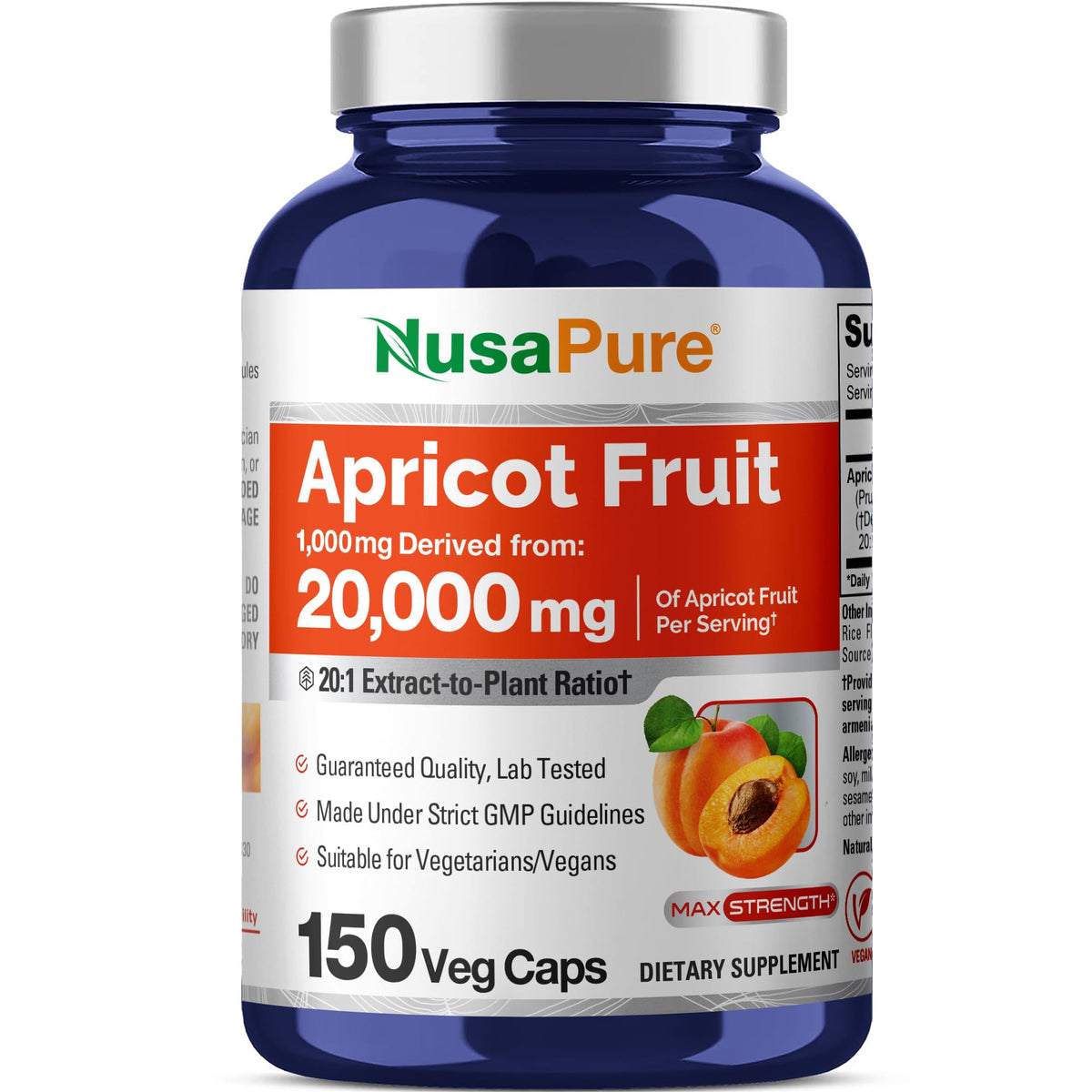 NusaPure Extrait Abricot 20:1 – bouteille prête à l’usage quotidien.