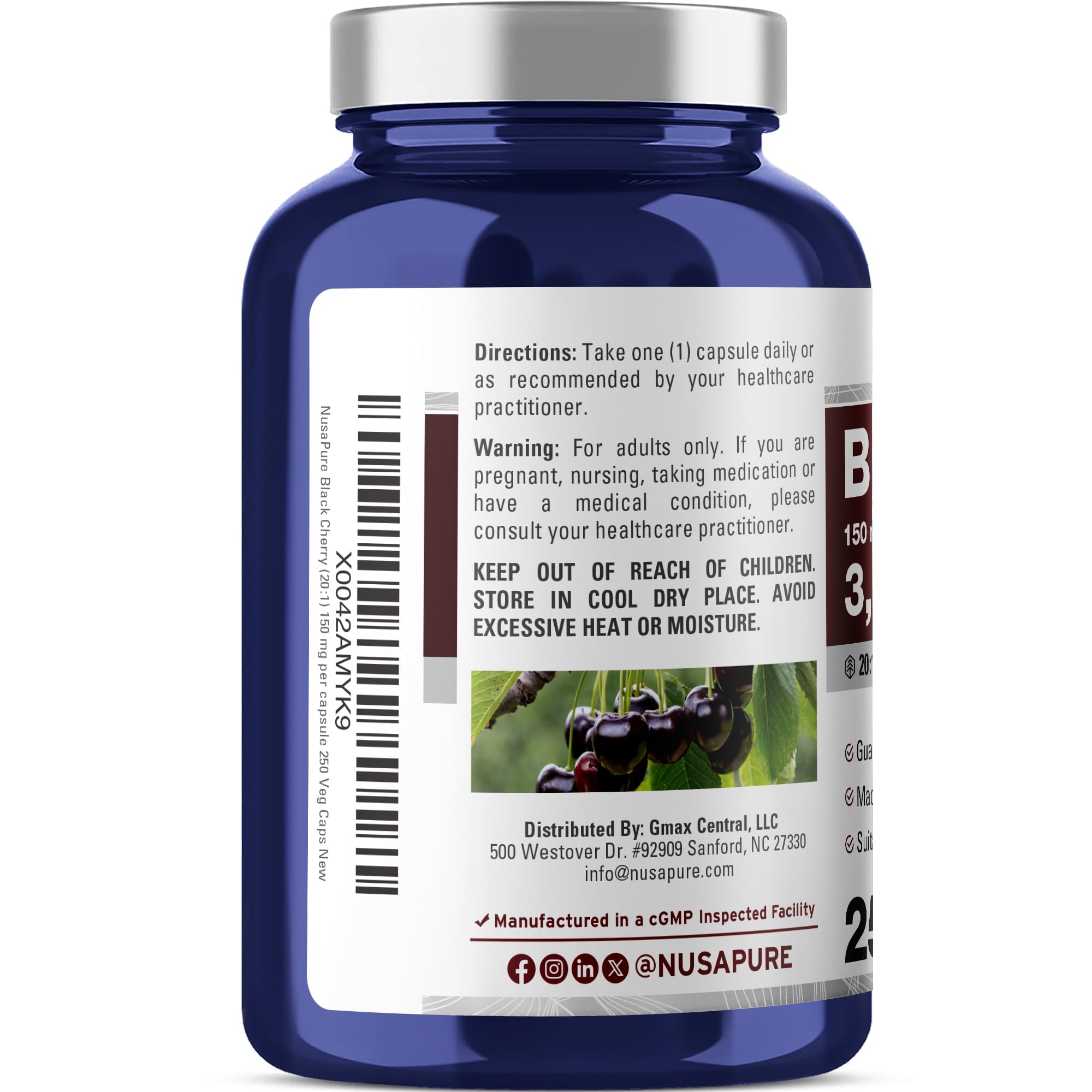 Étiquette claire indiquant l’équivalent 3 000 mg par capsule et le ratio 20:1.