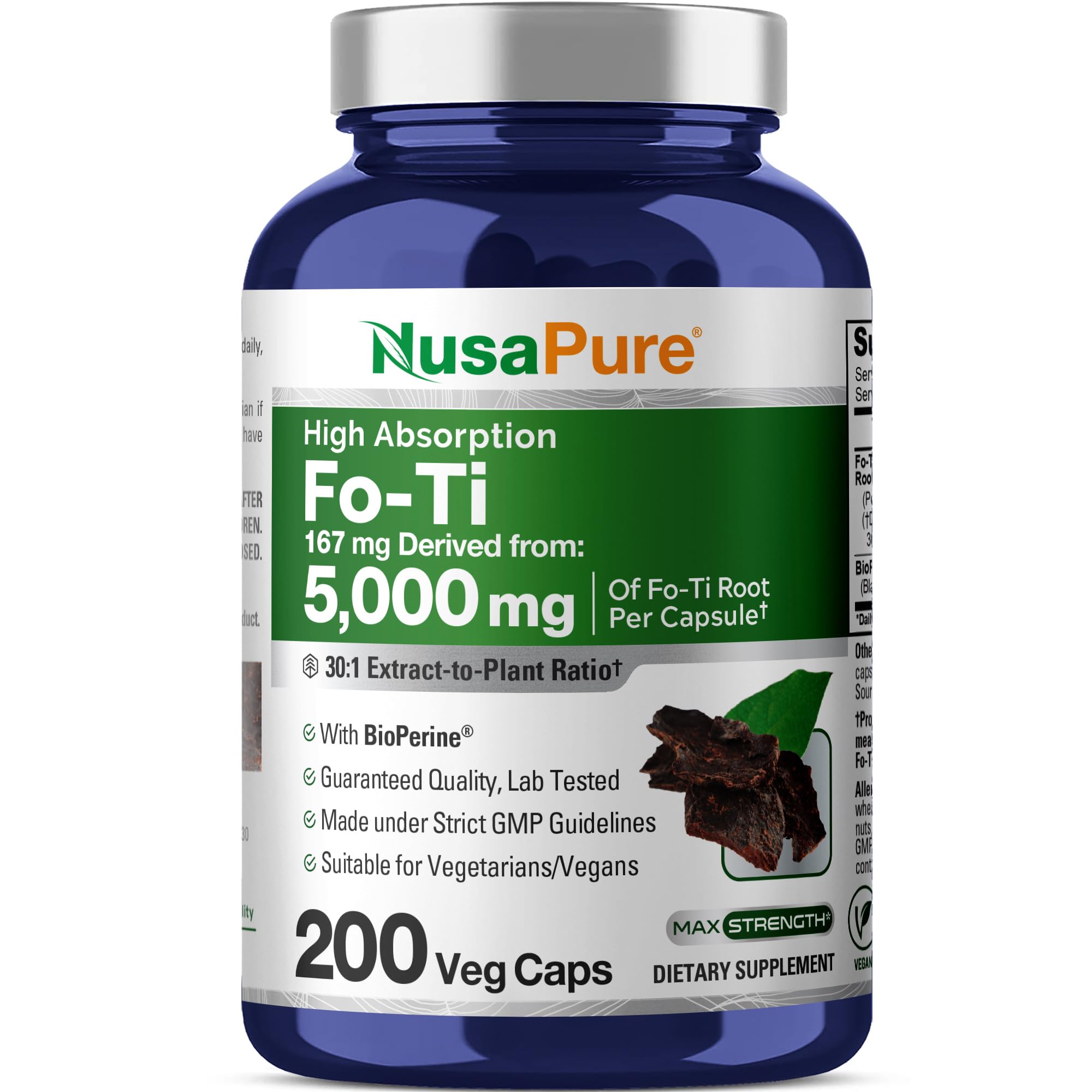 NusaPure Fo-Ti 30:1 extrait en bouteille facilitant la prise quotidienne