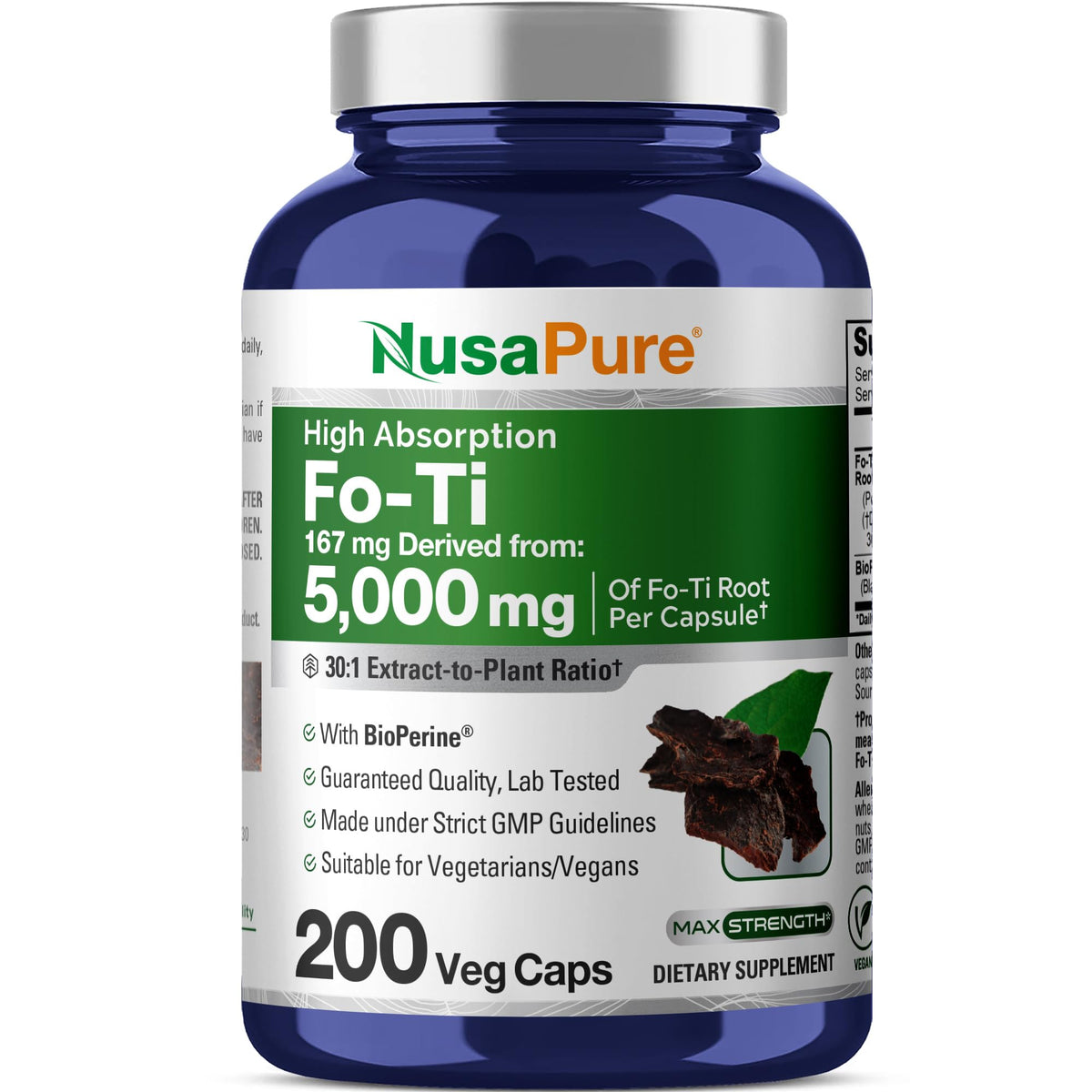 NusaPure Fo-Ti 30:1 extrait en bouteille facilitant la prise quotidienne