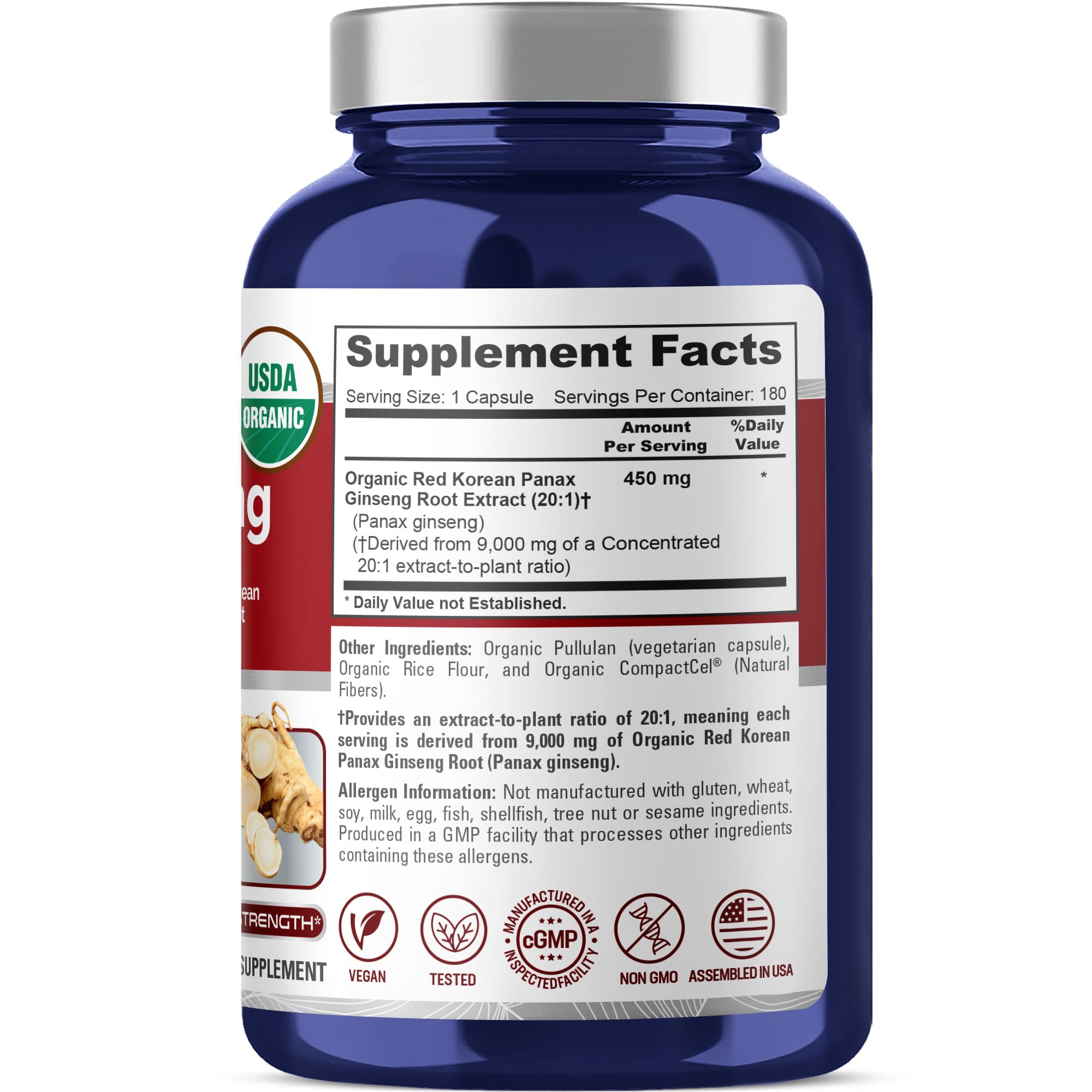 Capsules NusaPure ginseng rouge coréen, format pratique pour usage quotidien.