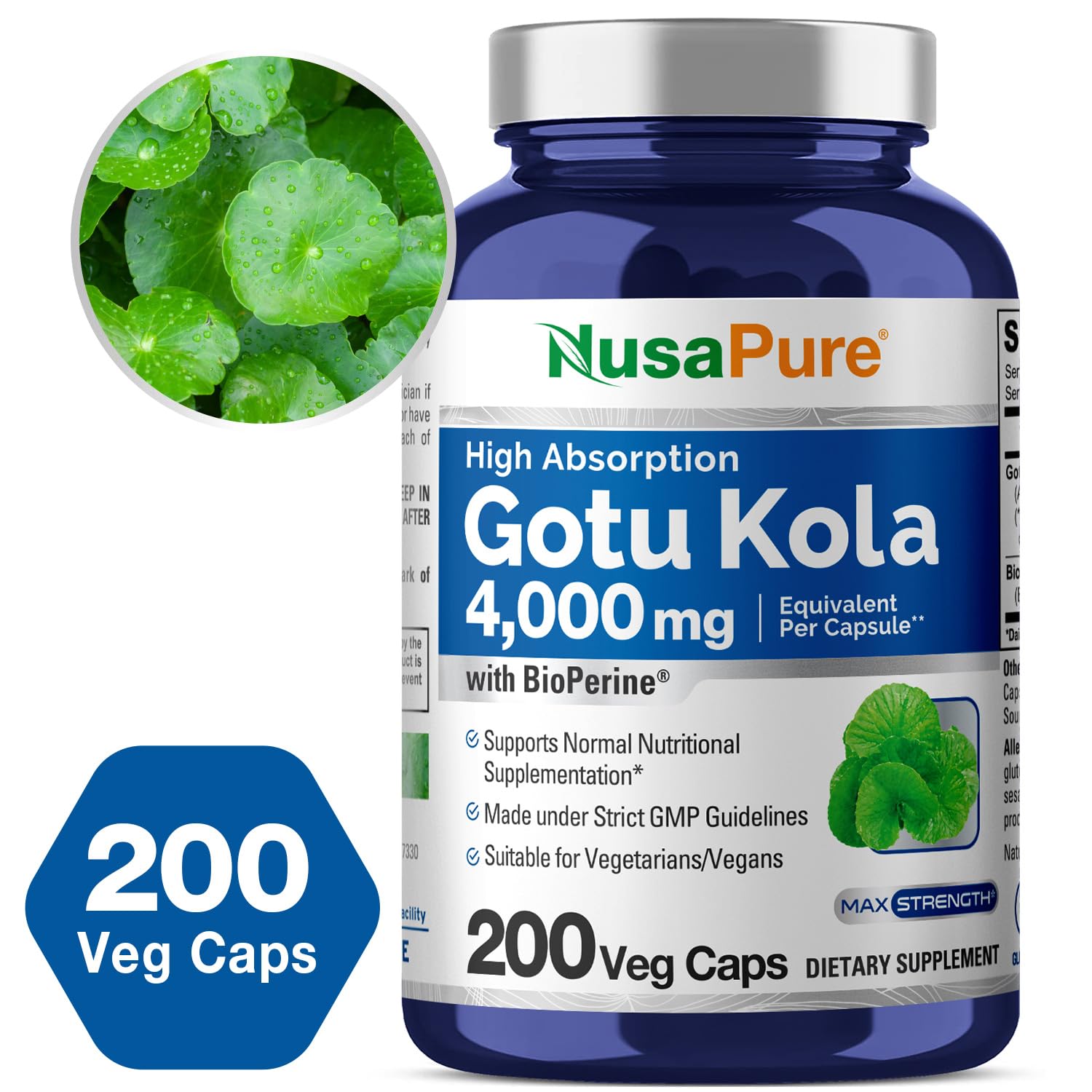 NusaPure Gotu Kola – extrait concentré USA, fabrication conforme CGMP